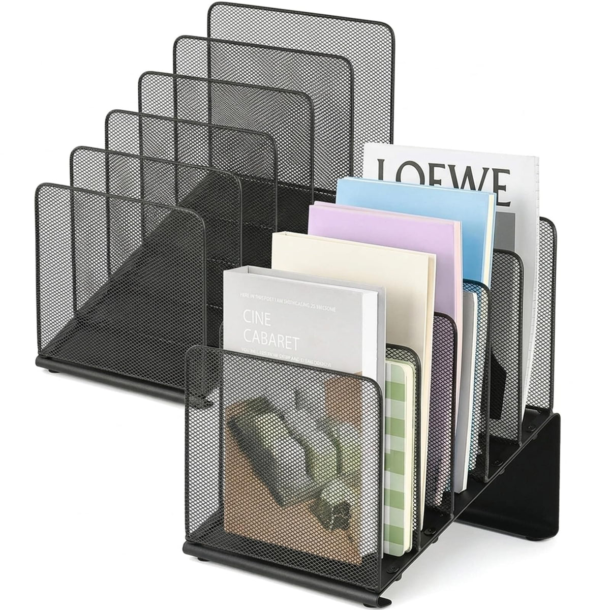 LEKETREE File Organizer for Desk, File Folder Organizer with 5-Section Vertical Rack, Suitable for