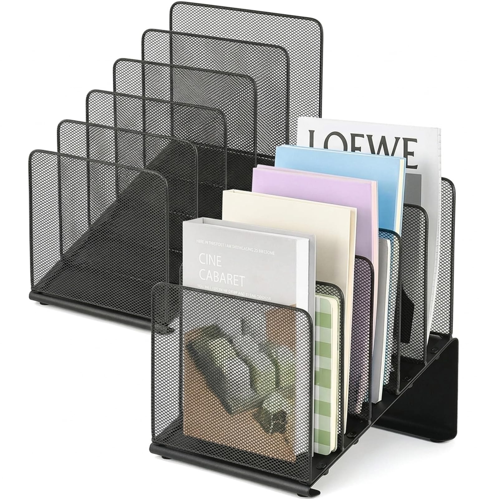 LEKETREE File Organizer for Desk, File Folder Organizer with 5-Section Vertical Rack, Suitable for