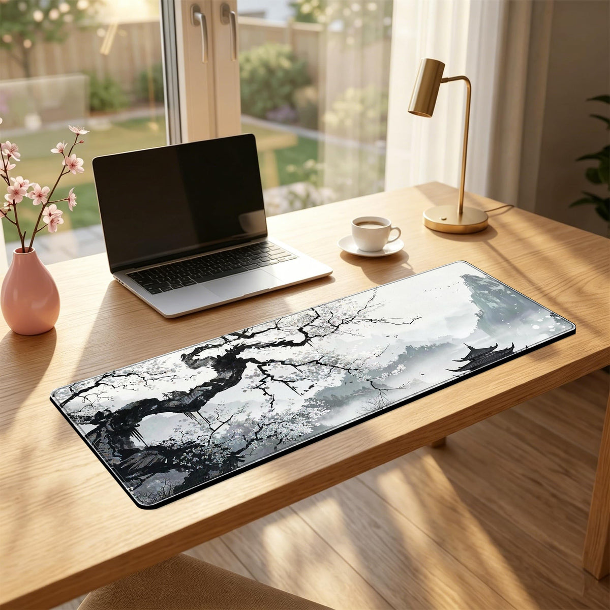 PEPYJAN Large Chinese Ink Wash Landscape Mouse Pad Desk Mat, 31.5 X 11.8 Inches, Gaming Desk Pad
