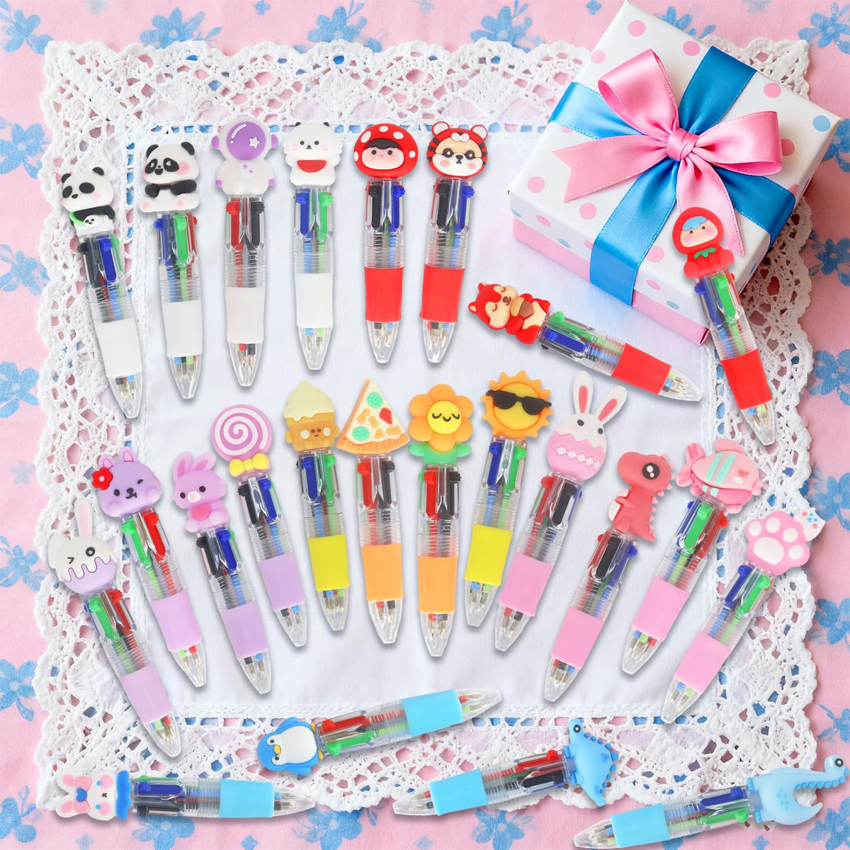 Zhirlyn Cute Pens Mini Multicolor Pen in One 4-in-1 Kawaii Funs Pen Bulk Cool Ballpoint Pen for