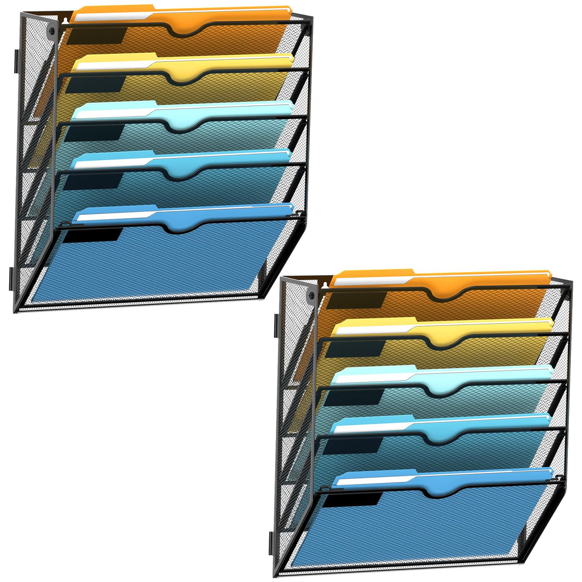 SUPEASY 5-Tier Hanging Wall File Organizer with Hooks, 2 Pack