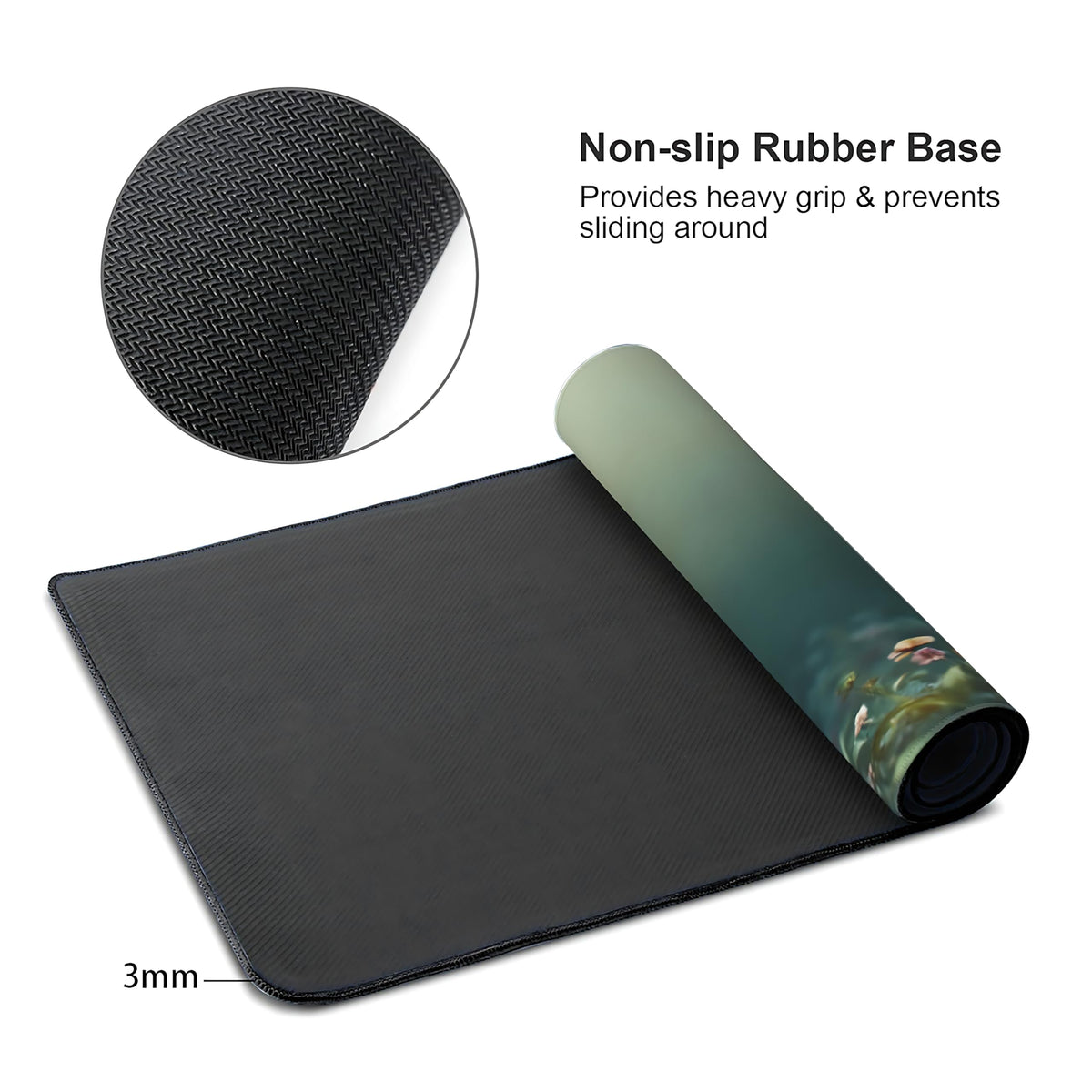 Cute Floral Aesthetic Wildflower Gaming Mouse Pad, Forest Green Moody Forest Desk Mat with