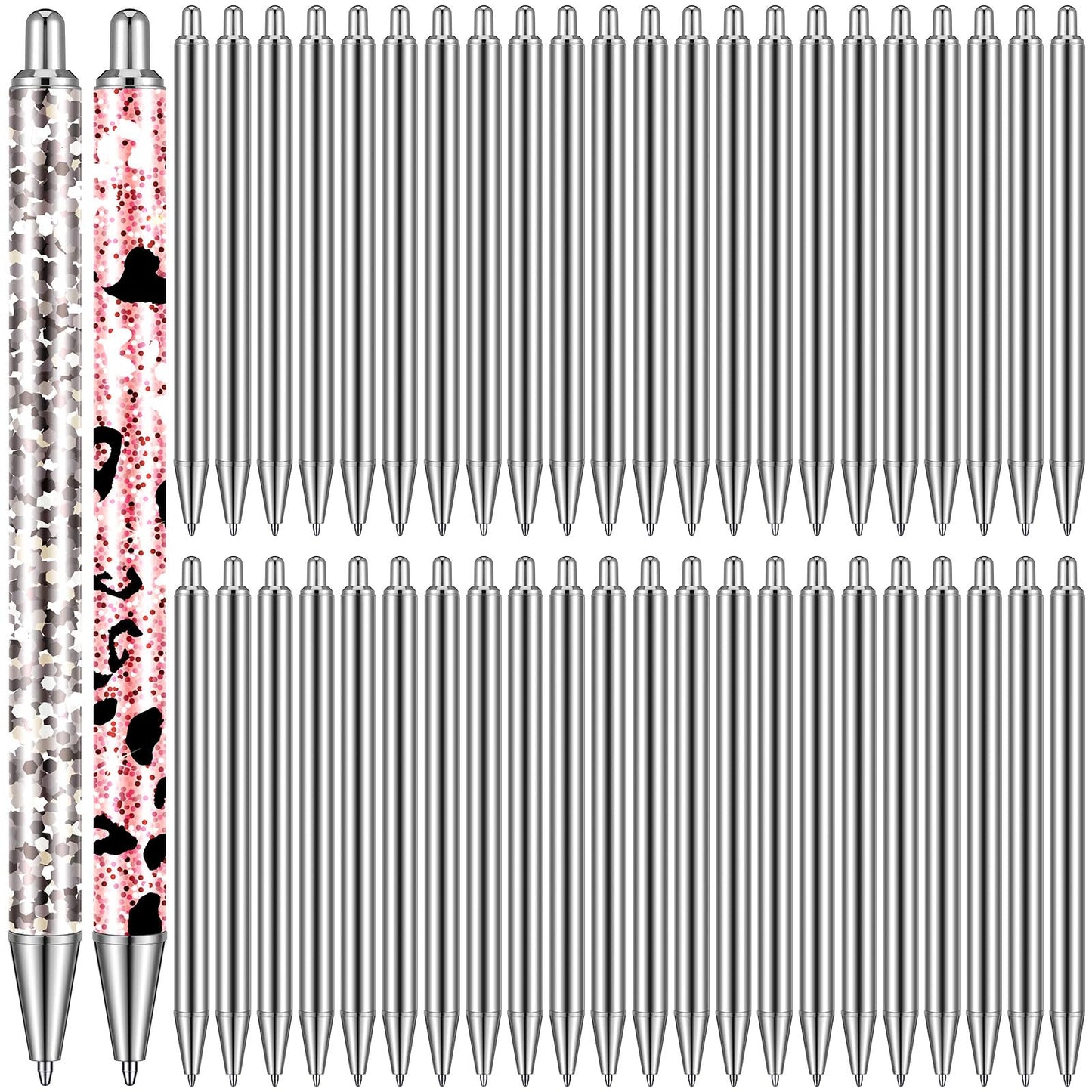 Qilery 50 Pcs Sublimation Pen Blank Epoxy Stainless Steel Blank Pen for DIY