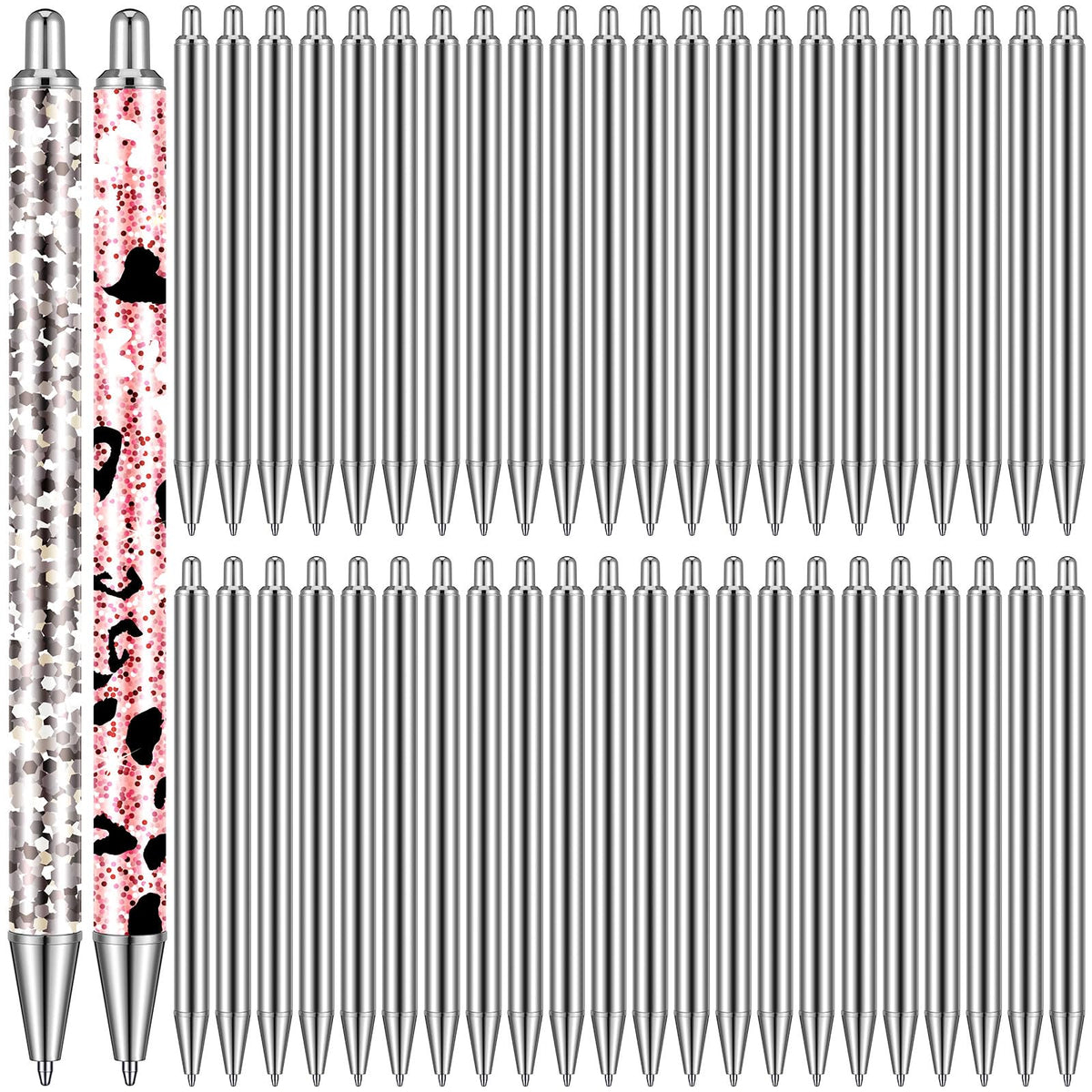 Qilery 50 Pcs Sublimation Pen Blank Epoxy Stainless Steel Blank Pen for DIY