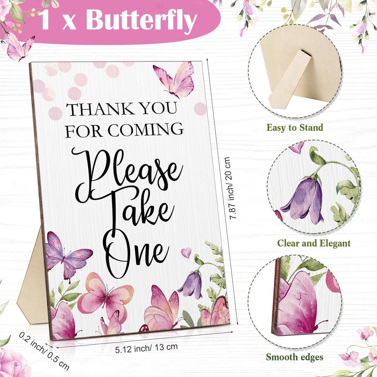 Sintuff 50 Set Baby Shower Party Favors for Guests, Purple, Butterfly