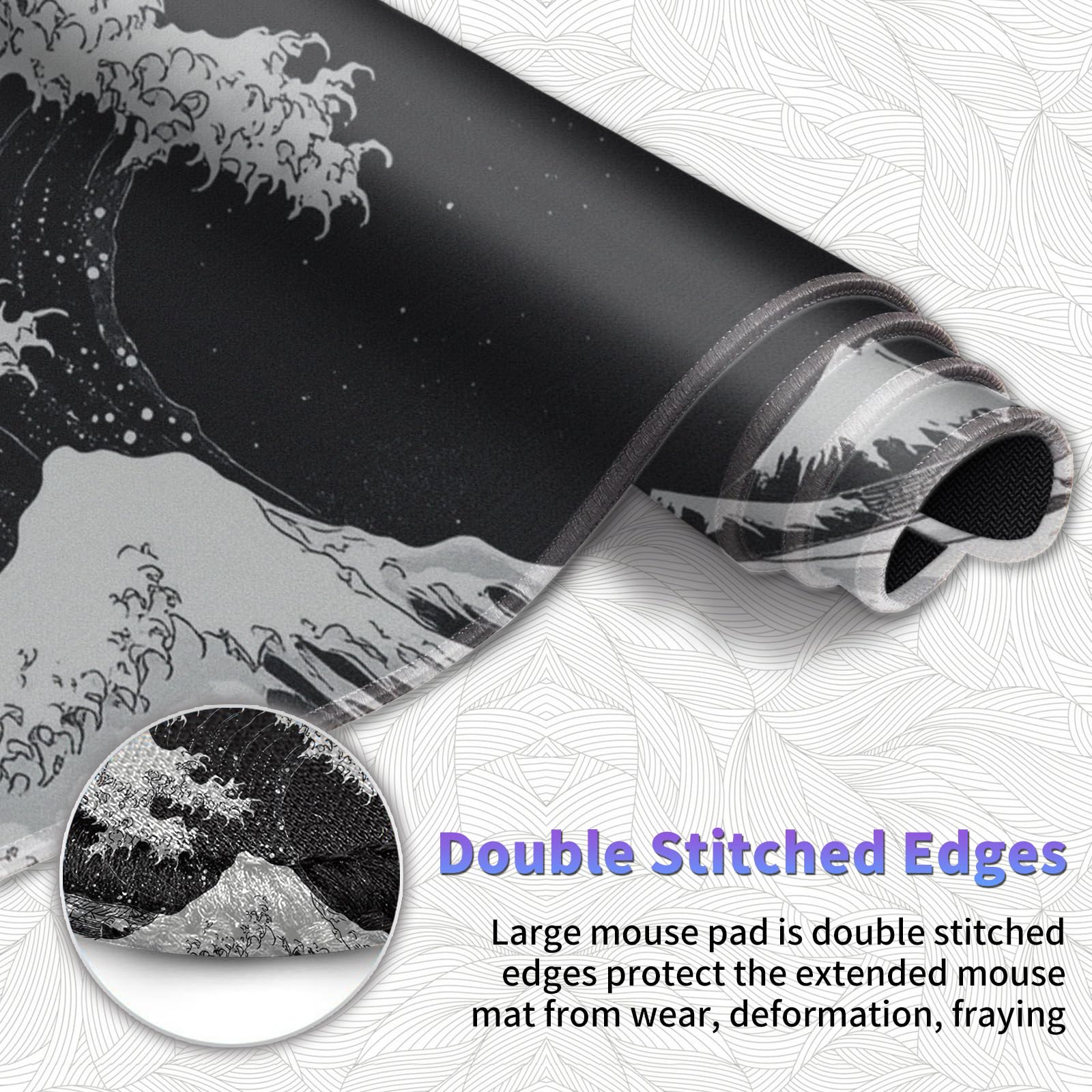 Large Mouse Pad, Desk Mat, XL Gaming Keyboard Mat, Non-Slip Rubber Base, Full Extended Mousepad for