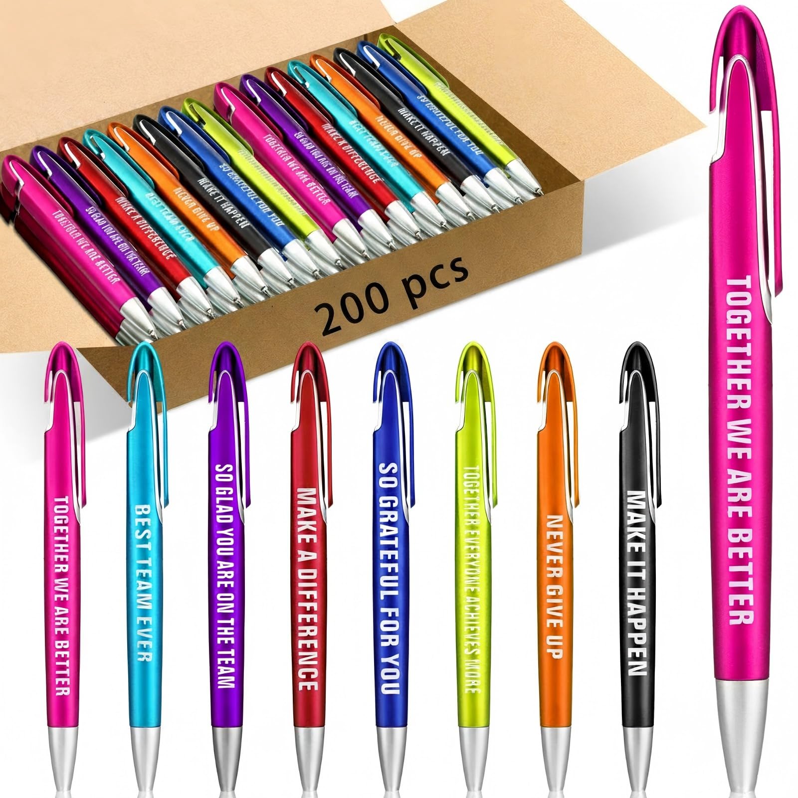 Lincia 200 Pcs Employee Appreciation Ballpoint Pen, Medium Point, Black Ink
