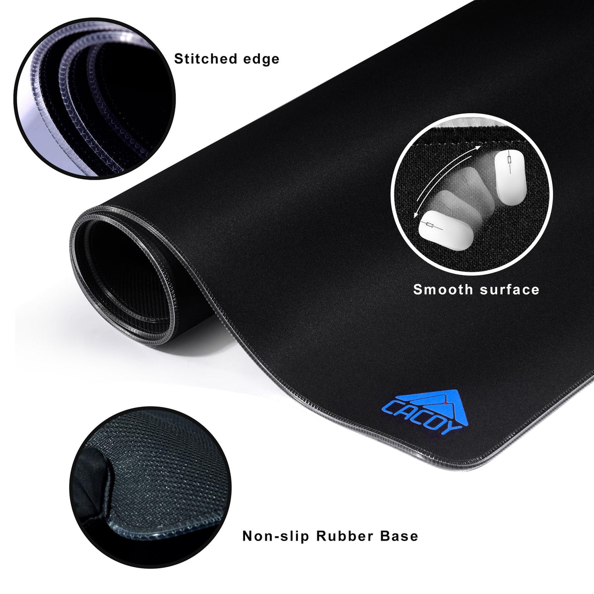 Cacoy 55"x20" RGB Gaming Mouse Pad XXL,Non-Slip LED Lighting Desk Mat,Black