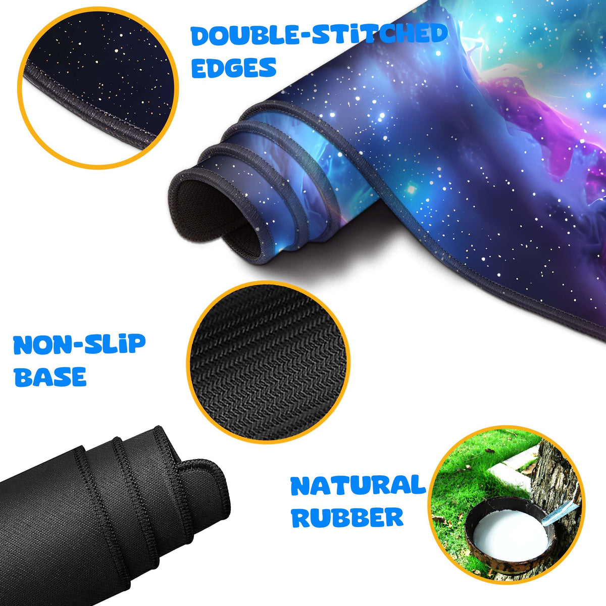 HaoSiTeck 4-Piece Extended Large Mouse Pad Set for Women Men with Galaxy Design Includes 35.4 x