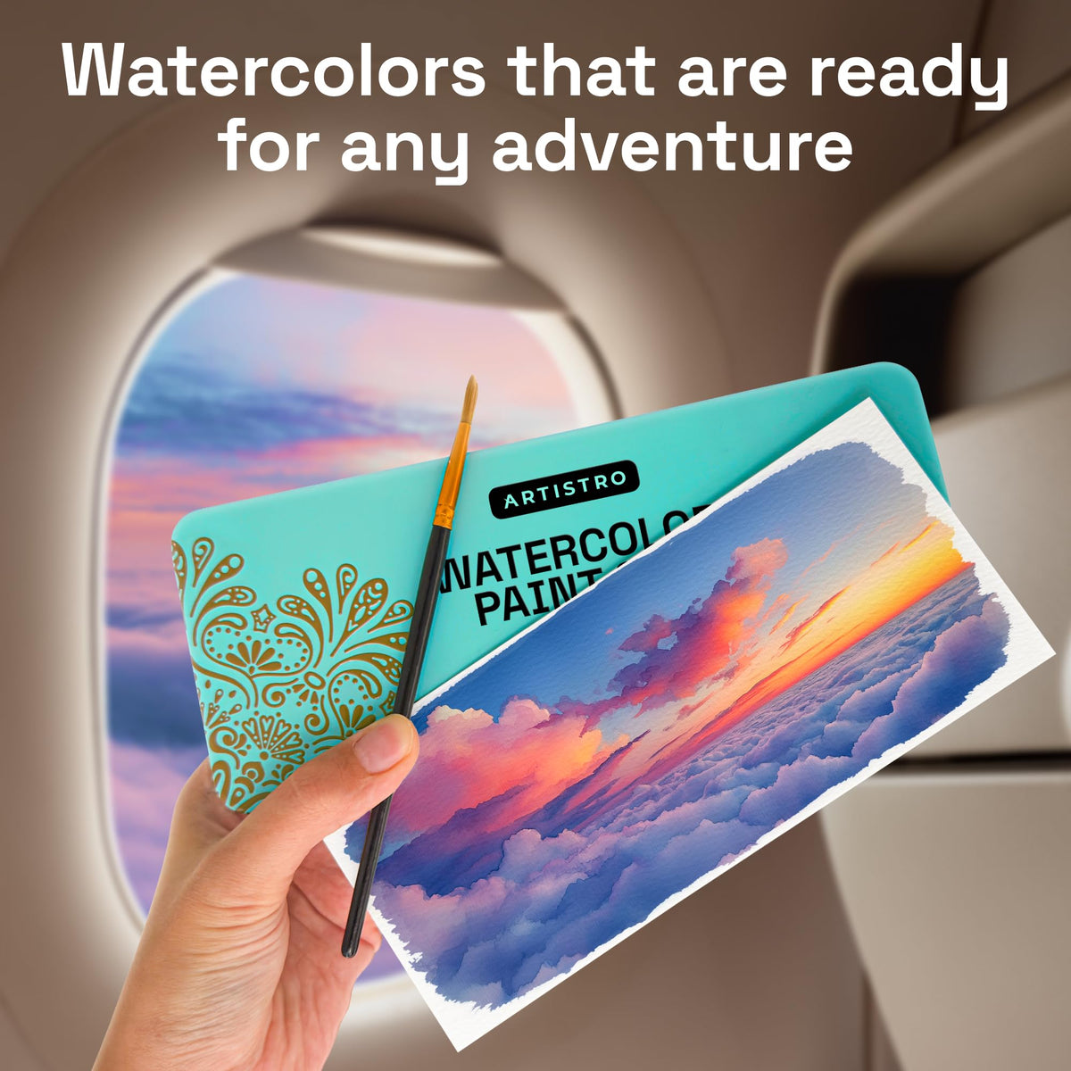 ARTISTRO Watercolor Paint Set - Travel Art Kit - 50 Colors