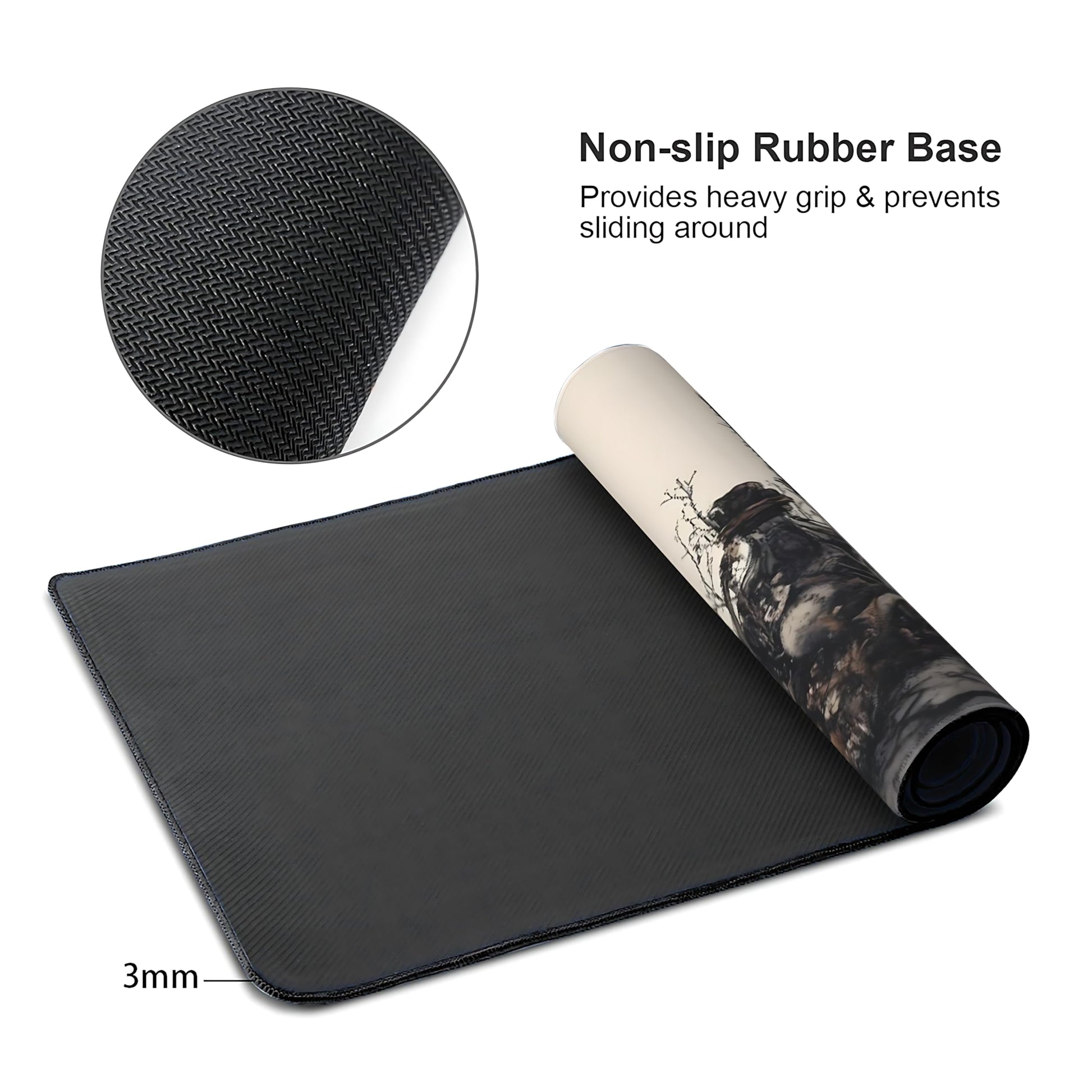 Aesthetic Skull Gaming Mouse Pad, Earth Tone Vintage Botanical Desk Mat with Anti-Slip Base &