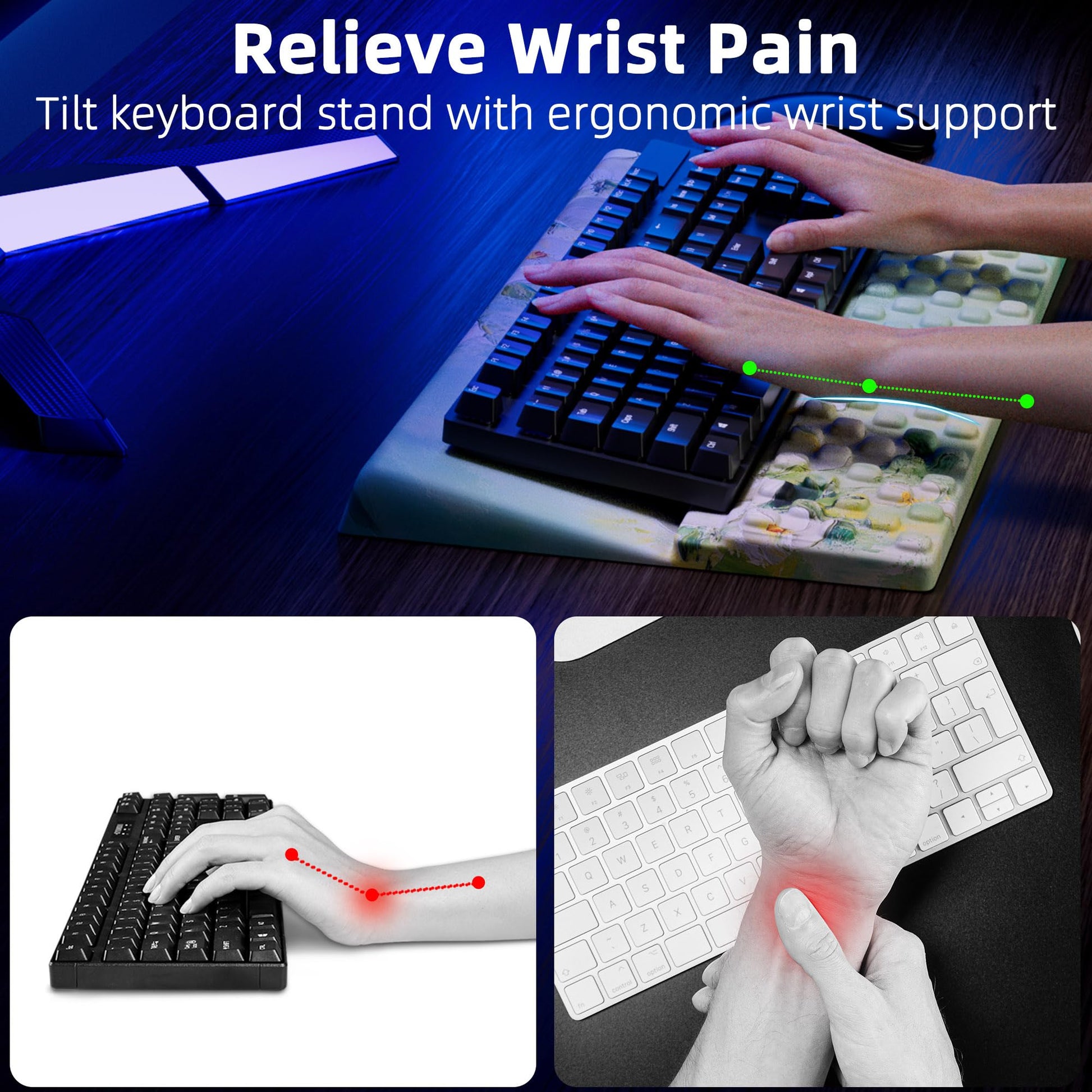 Ospelelf Keyboard Wrist Rest Pad, Comfy Ergonomic Keyboard Stand Holder, Office Desk Accessories