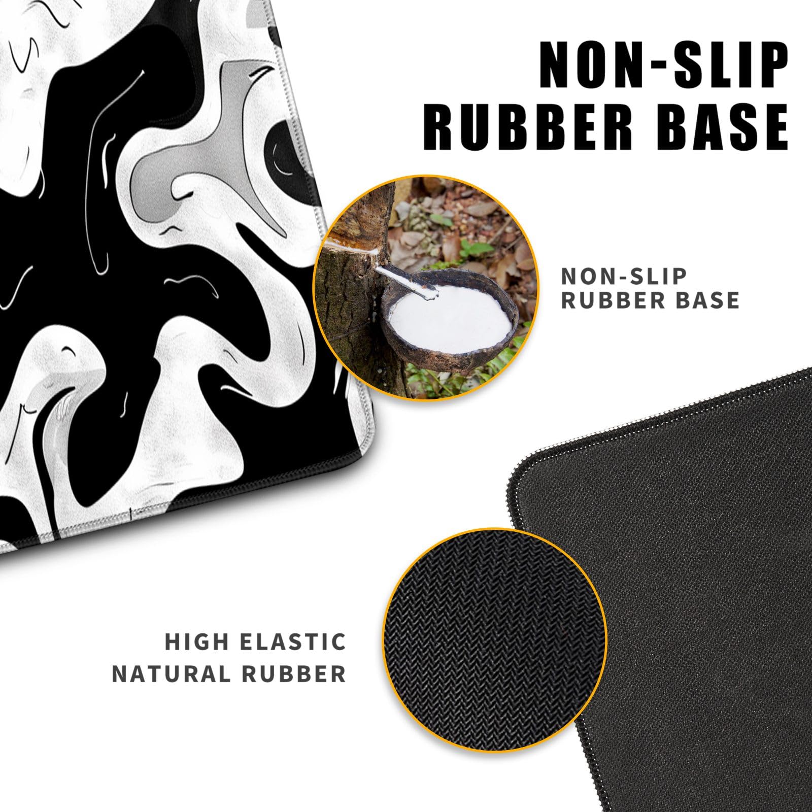Black and White Desk Mat Mouse Pad XL Big Mousepad Gaming Large Mouse Pad Desk Pad with Stitched