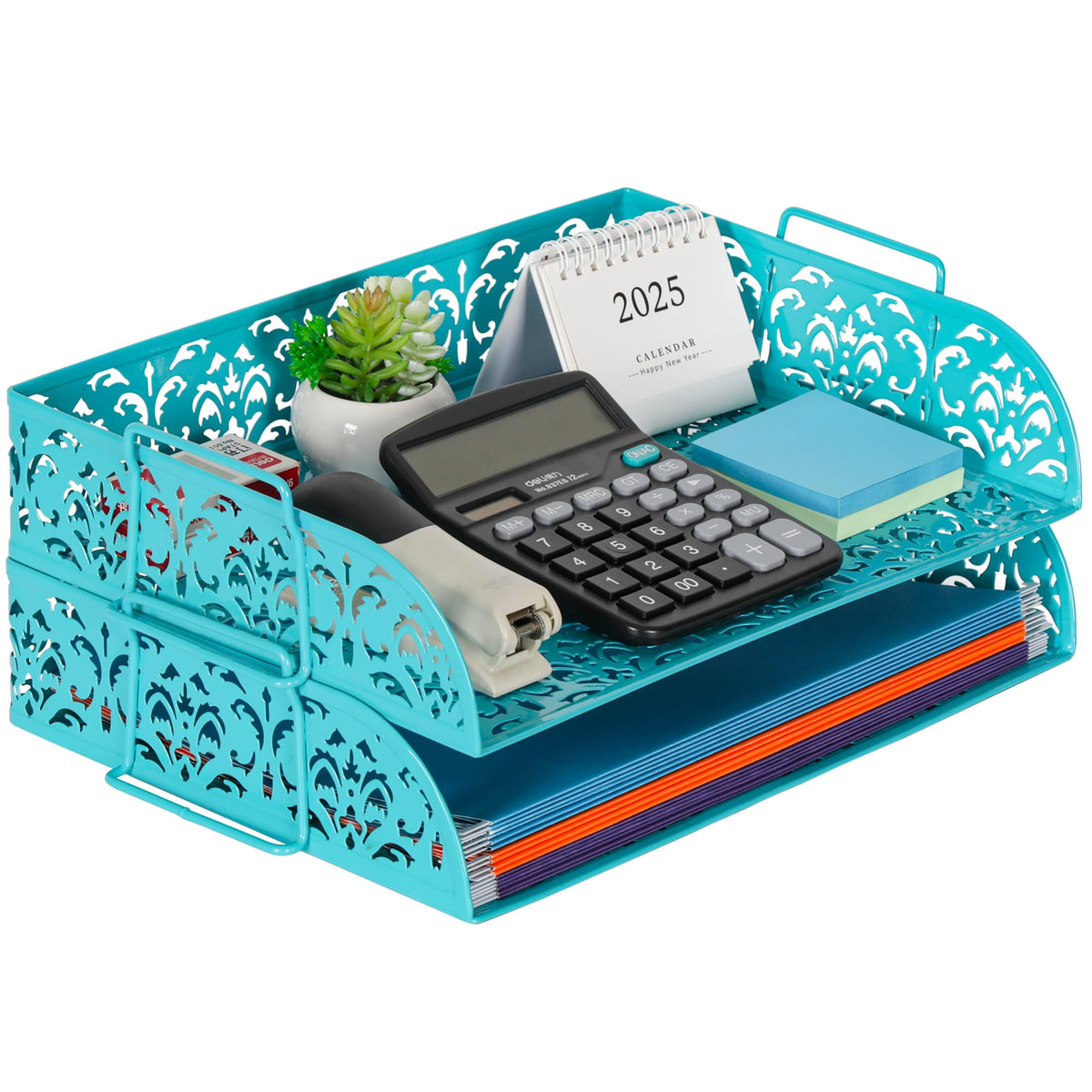 EasyPAG Paper Organizer for Desk 2 Tier Stackable Paper Tray for A4 Legal Size Folders Metal File
