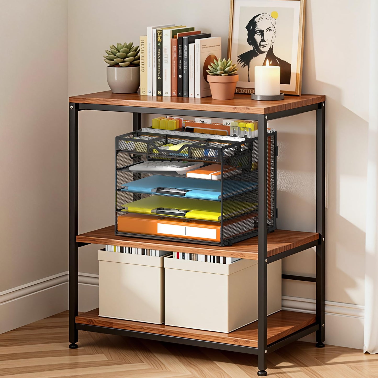 Docnest 5 Tier Desk Organizer with Hanging File Folder Holder&Tray, Black