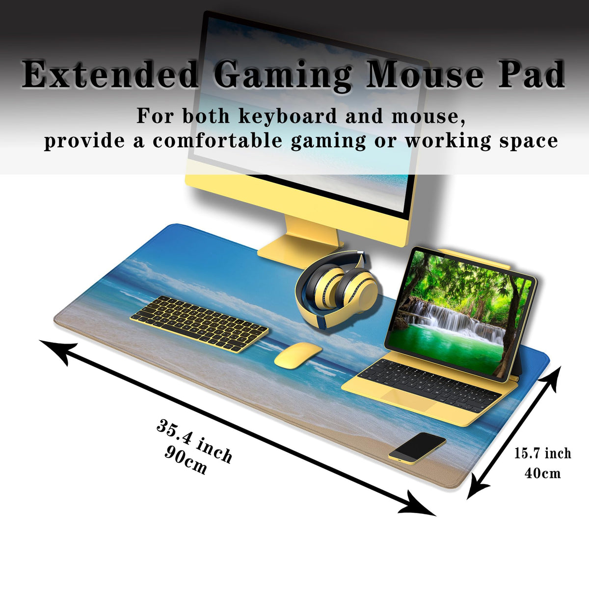Samgula Desktop Mouse Pad Blue Full Desk Mat Large Mouse Pads Desktop Mats Large Mouse Mat Non-Slip