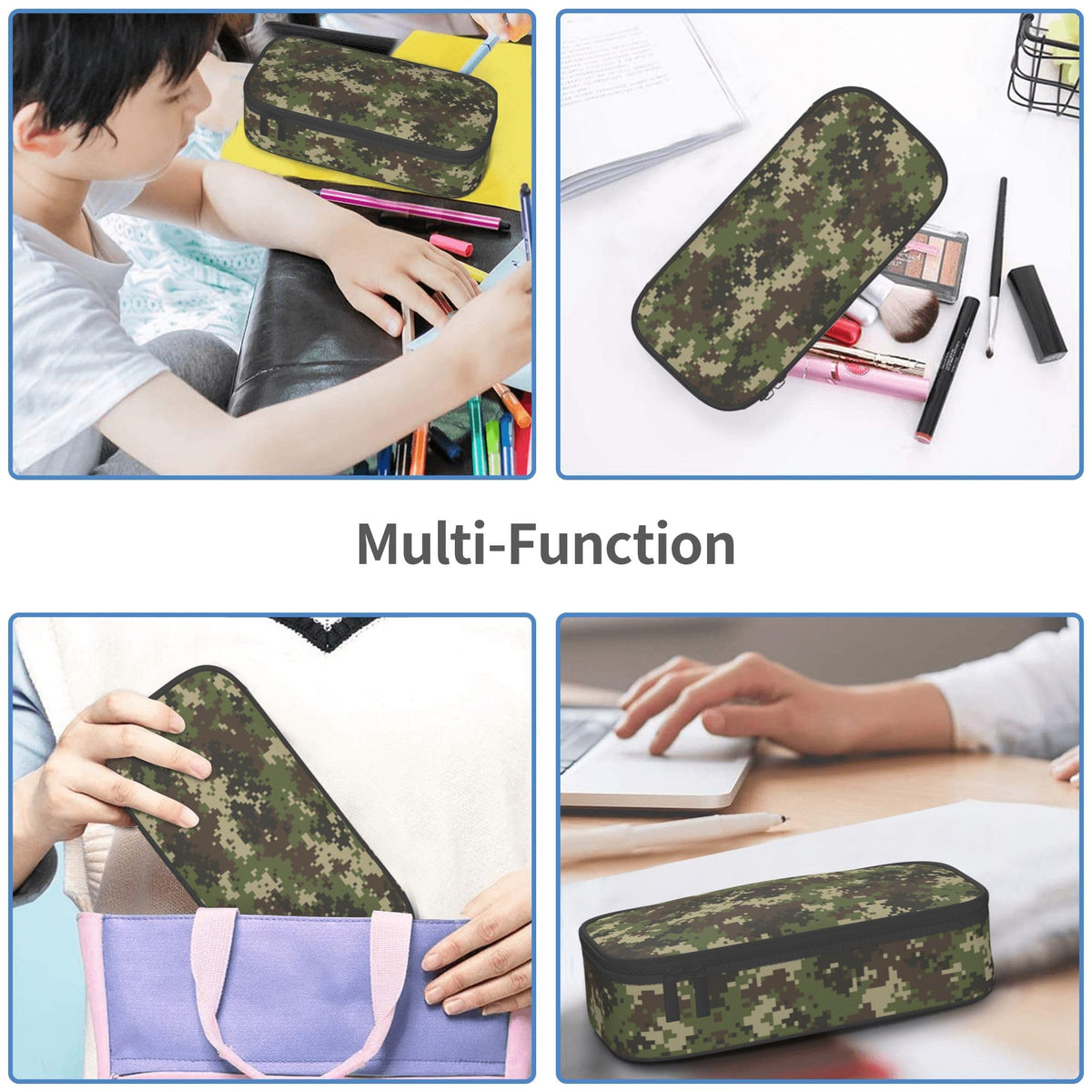 YIJIUWKIS Camo Pencil Case for Kids Boys Girls, Big Capacity Green Pencil Pouch, Portable Pencil