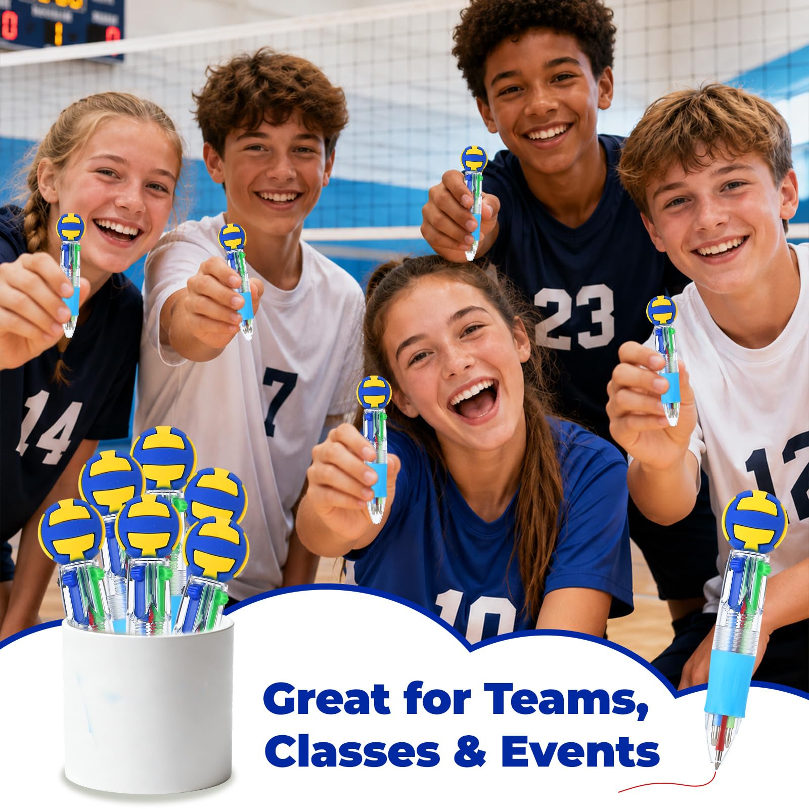 Zhirlyn Volleyball Party Favors Volleyball Pens Mini Multicolor Pen in One Cute Fun 4-in-1 Pens
