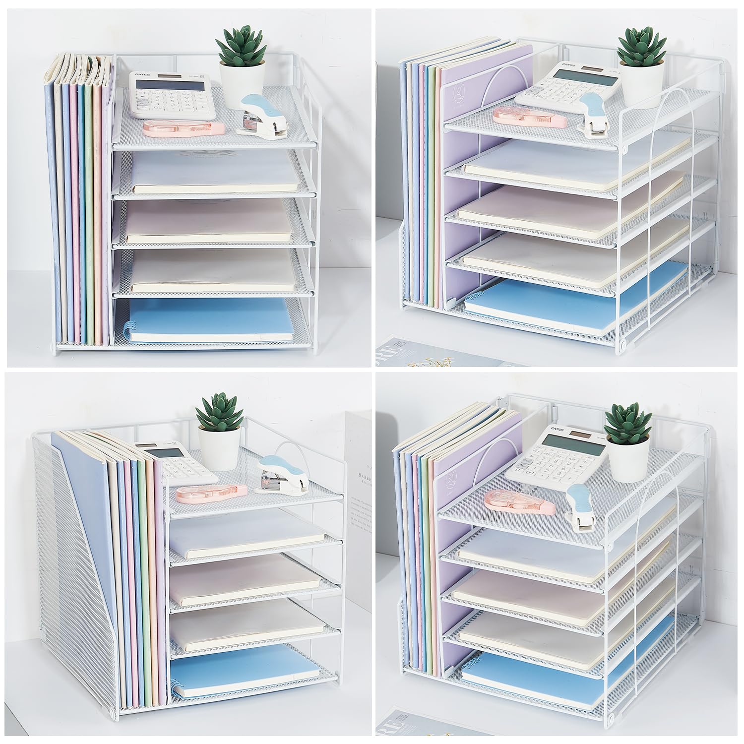 LEKETREE Desk Organizers and Accessories, 5-Tier Paper Letter Tray Organizer with File Holder