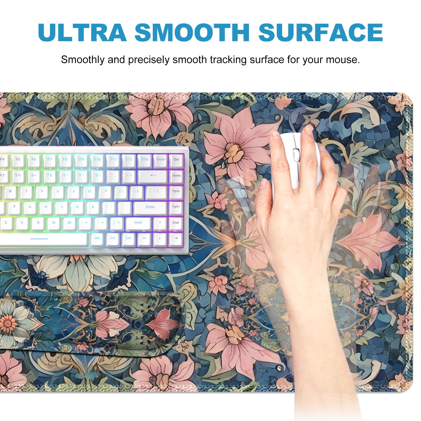 Lauspuck Large Mouse Pad and Keyboard Wrist Rest, Extended Mouse Pad with Wrist Support, Non-Slip