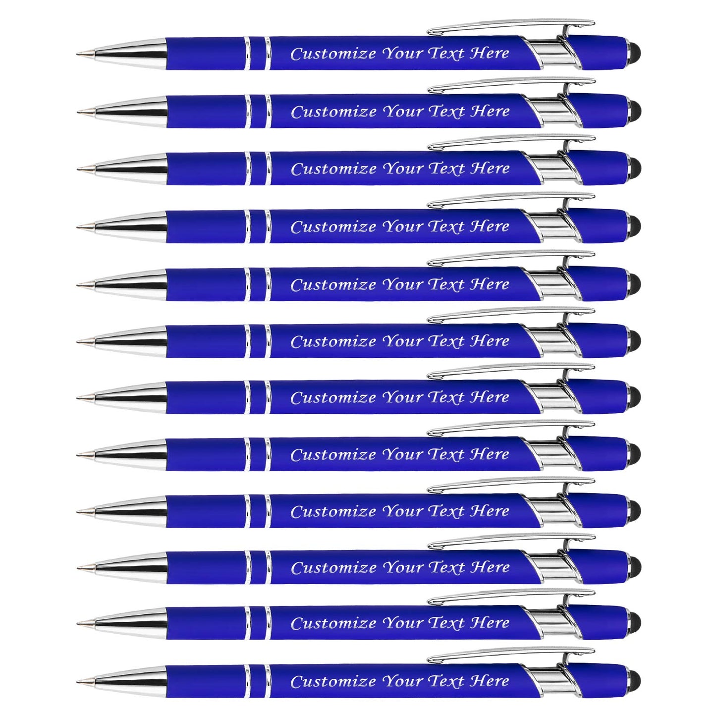 Personalized Pens with Stylus Tip, Custom Engraving Pens 12PCS, Soft Touch Ballpoint Pen, Printed