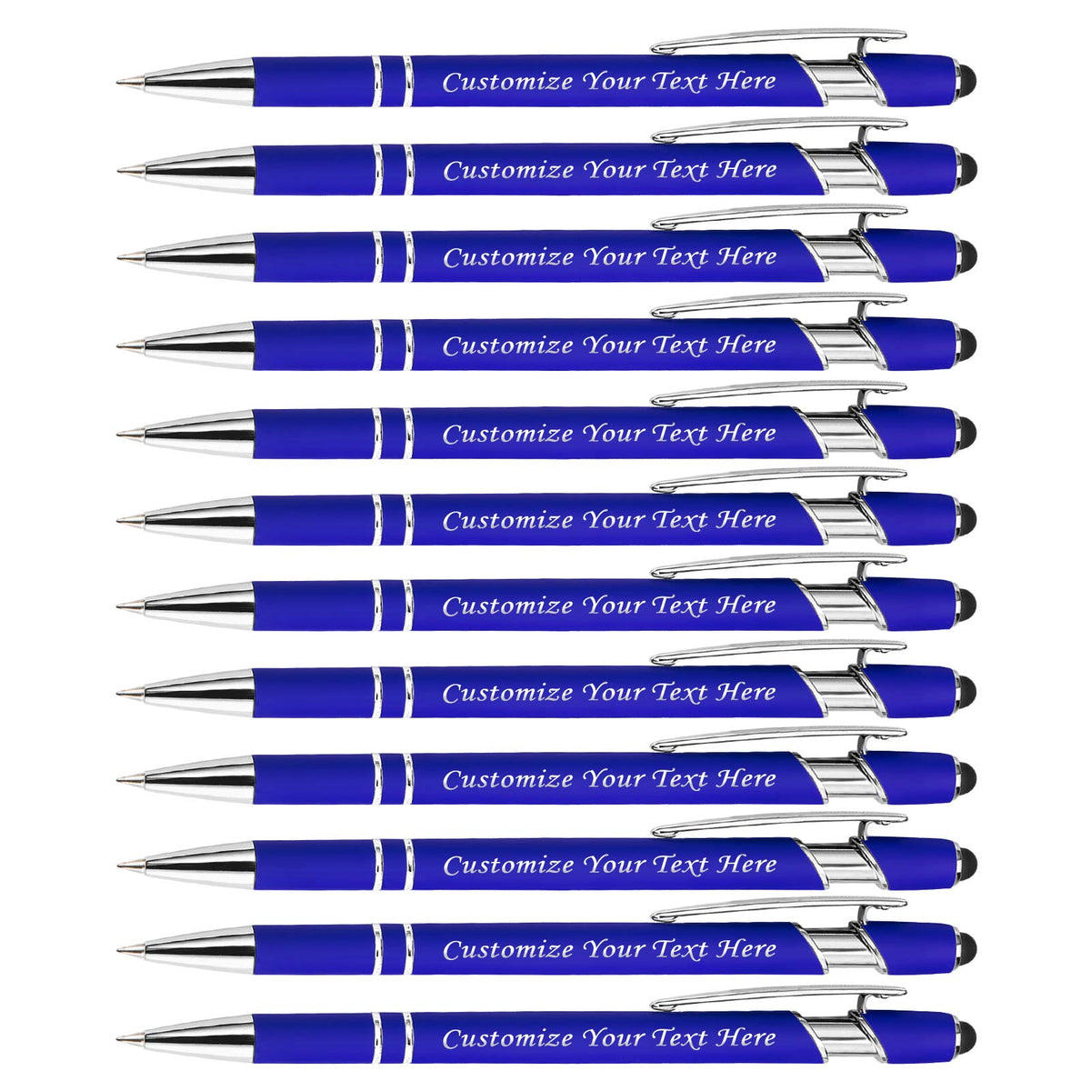 Personalized Pens with Stylus Tip, Custom Engraving Pens 12PCS, Soft Touch Ballpoint Pen, Printed