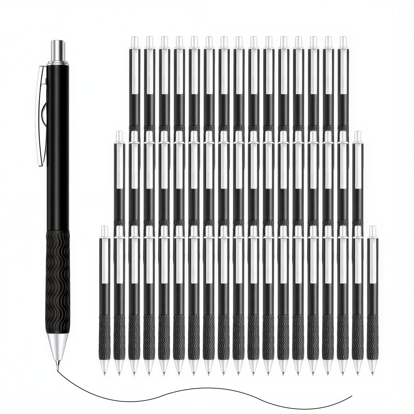 HZDIYAKE Black Gel Pens, 50 Pack Black Pens Bulk 0.5mm Black ink Fine Tip Pen, Smooth Writing