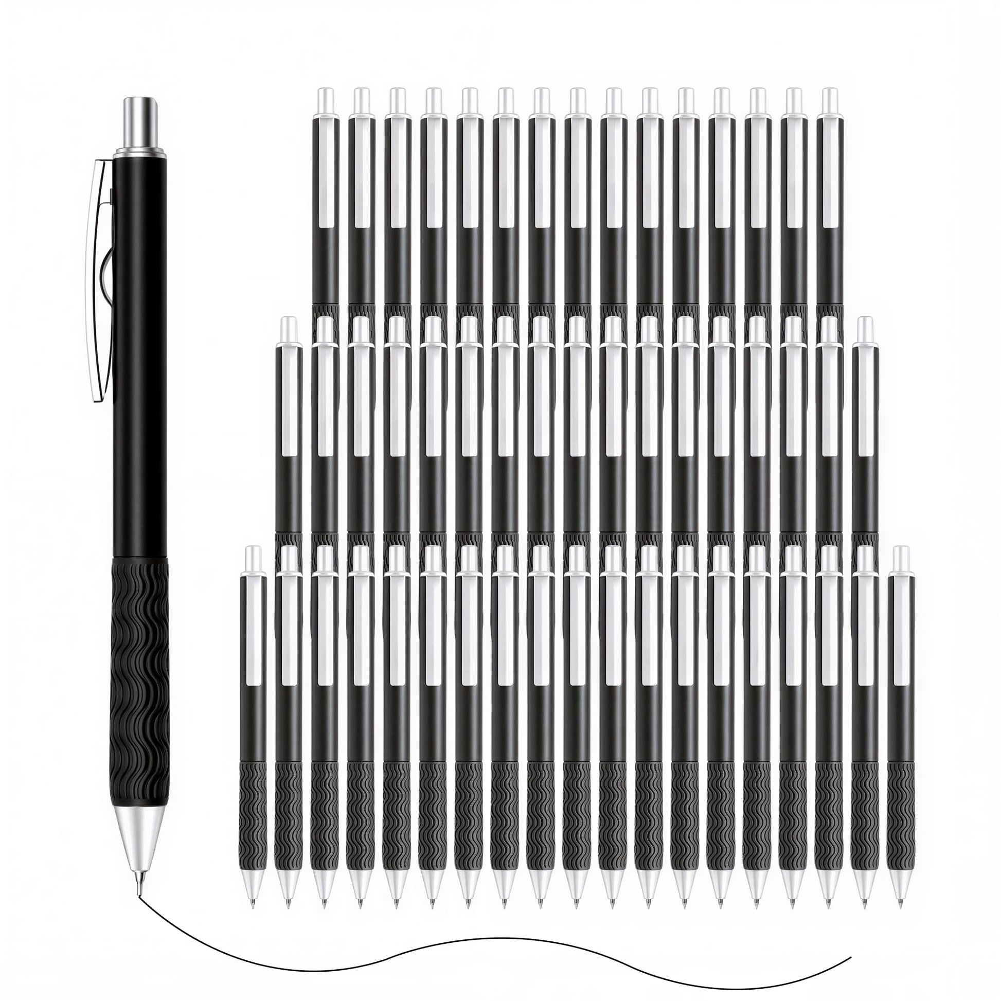 HZDIYAKE Black Gel Pens, 50 Pack Black Pens Bulk 0.5mm Black ink Fine Tip Pen, Smooth Writing