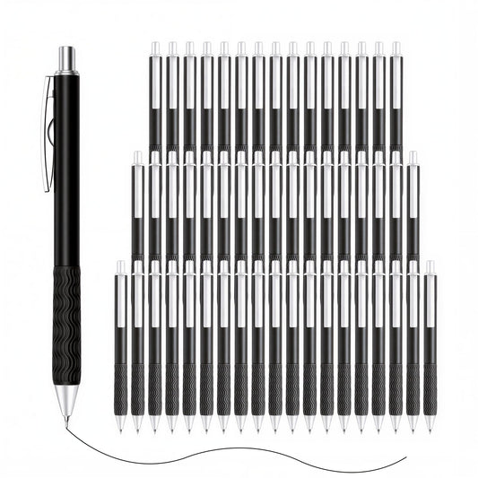 HZDIYAKE Black Gel Pens, 50 Pack Black Pens Bulk 0.5mm Black ink Fine Tip Pen, Smooth Writing