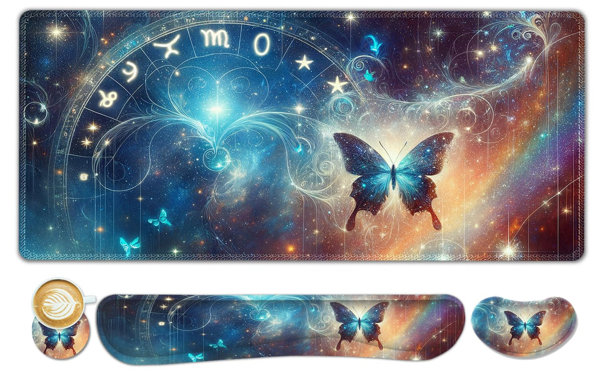 ToLuLu Large Mouse Pad Desk Pad Set, Wrist Rest Support Desk Mat for Keyboard and Mouse, 4PCS
