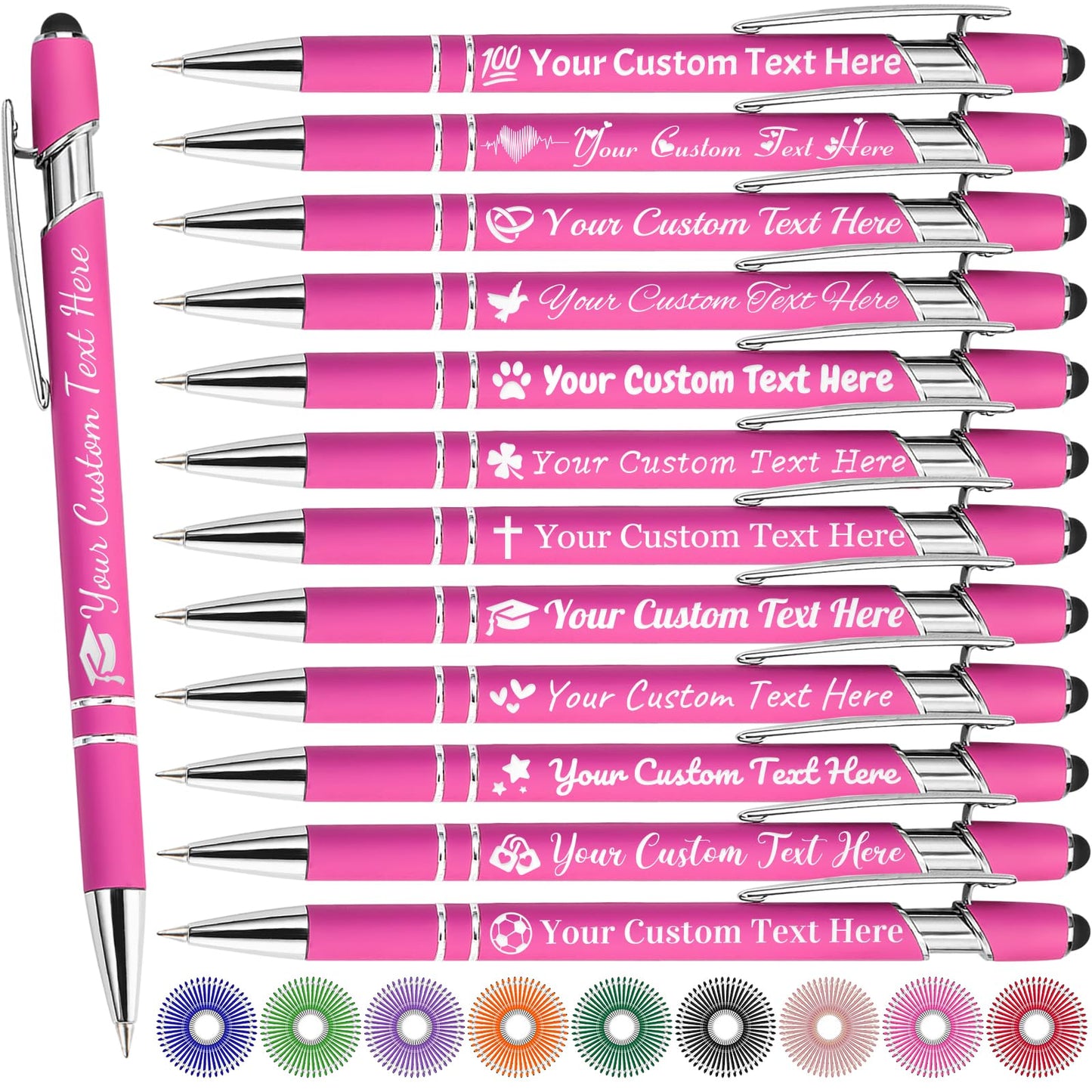 MaWeeTn Personalized Pens with Name, Custom Pen Customized, 0.5 mm Engraved Ballpoint Pens Bulk