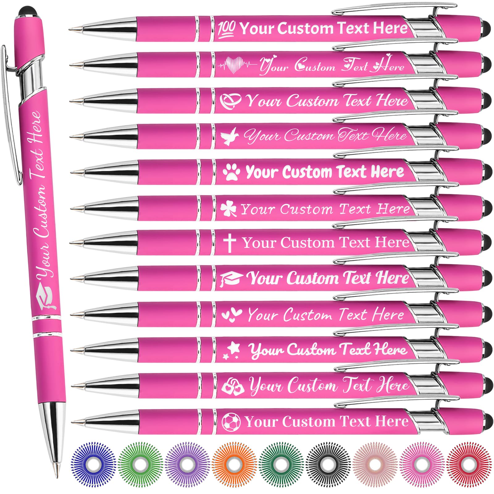 MaWeeTn Personalized Pens with Name, Custom Pen Customized, 0.5 mm Engraved Ballpoint Pens Bulk