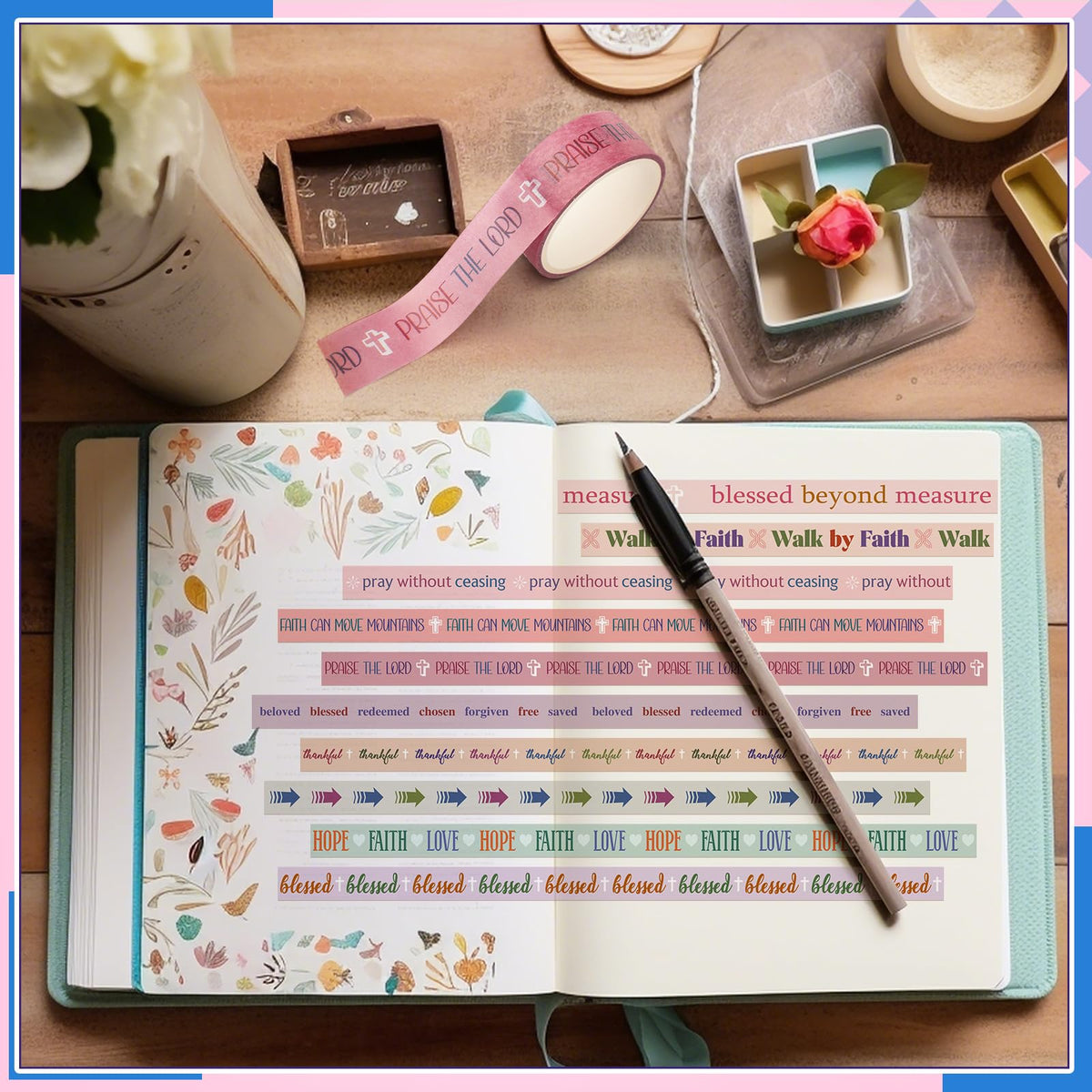 Janlaugh 24 Rolls Christian Washi Tape Back to School Bible Verse Gifts