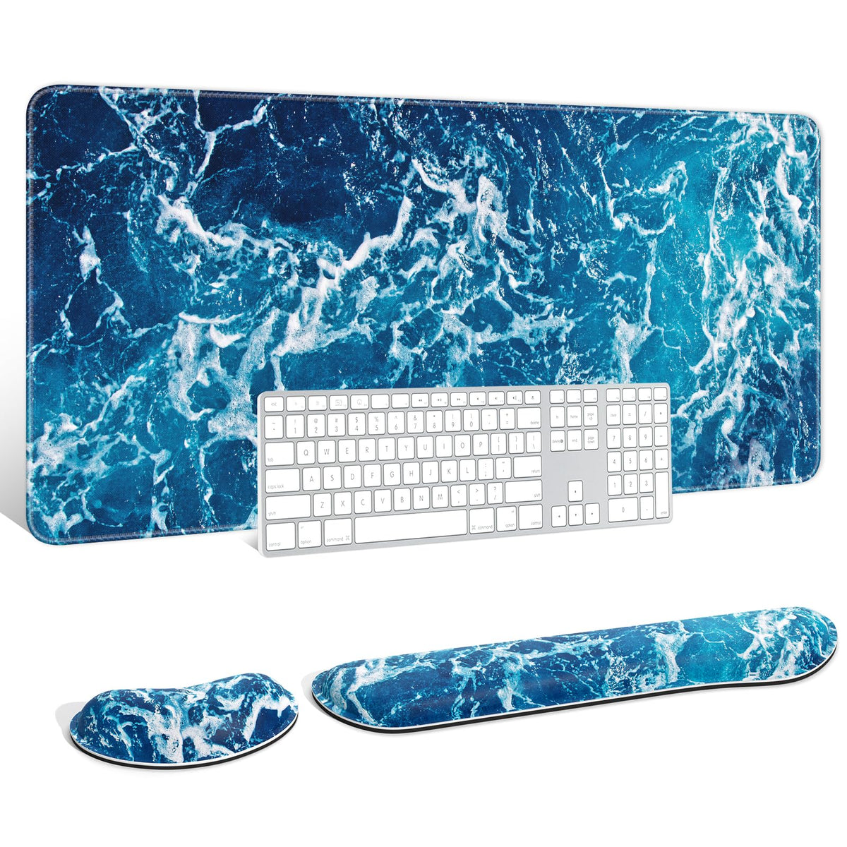 Auhoahsil Large Mouse Pad with Wrist Rests for Keyboard & Mouse, Thick Soft Ergonomic Memory Foam