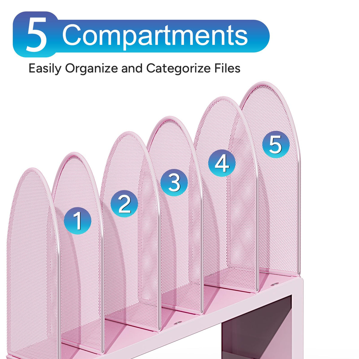 gianotter Desktop File Organizer with 5 Compartments