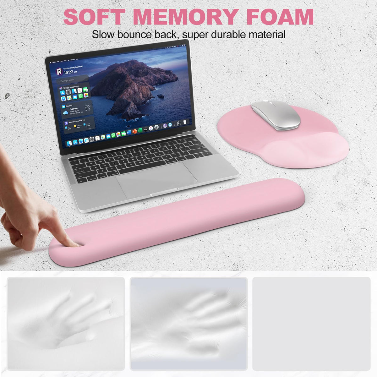 AIMSA Mouse Pad with Wrist Rest Support, Keyboard Wrist Rest Set, Ergonomic Memory Foam Mousepad