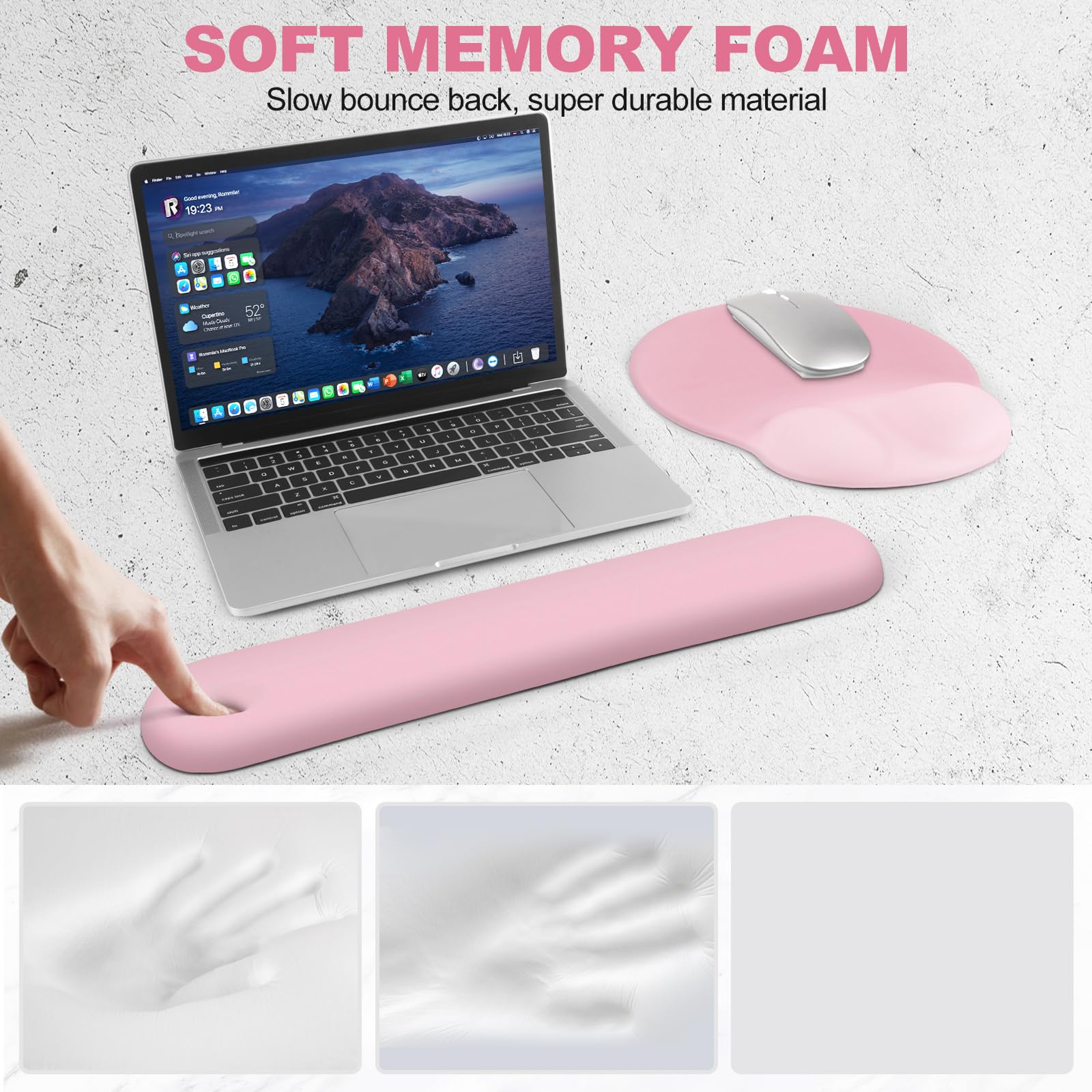 AIMSA Mouse Pad with Wrist Rest Support, Keyboard Wrist Rest Set, Ergonomic Memory Foam Mousepad