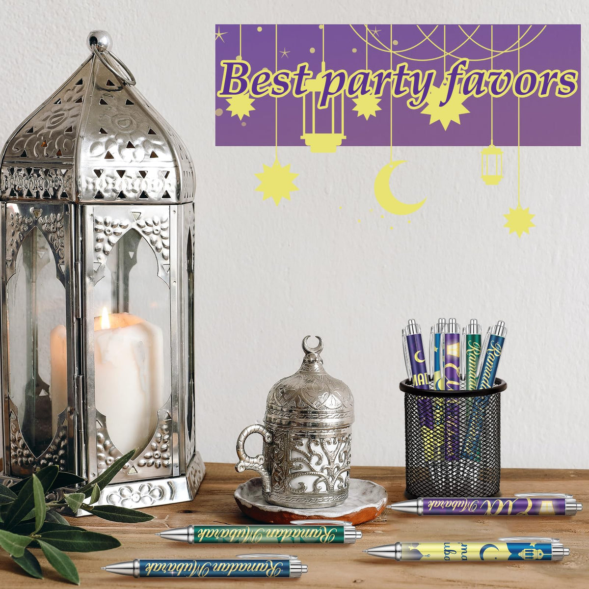 Weekgrat 48 Pcs Eid Mubarak Ballpoint Pens Ramadan Mubarak Party Favor Gifts Black Ink Retractable