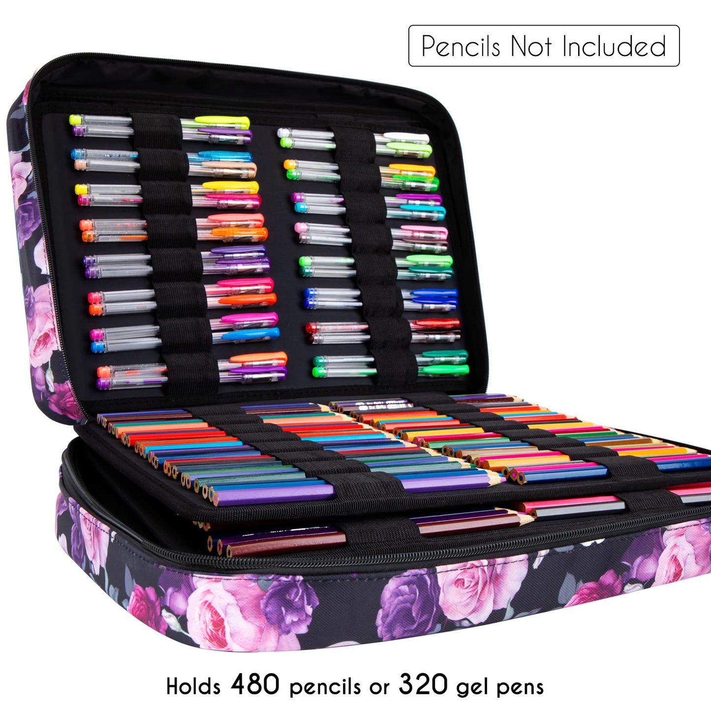 YOUSHARES 480 Slots Colored Pencil Case - Big Capacity Pen Case Organizer with Multilayer Holder