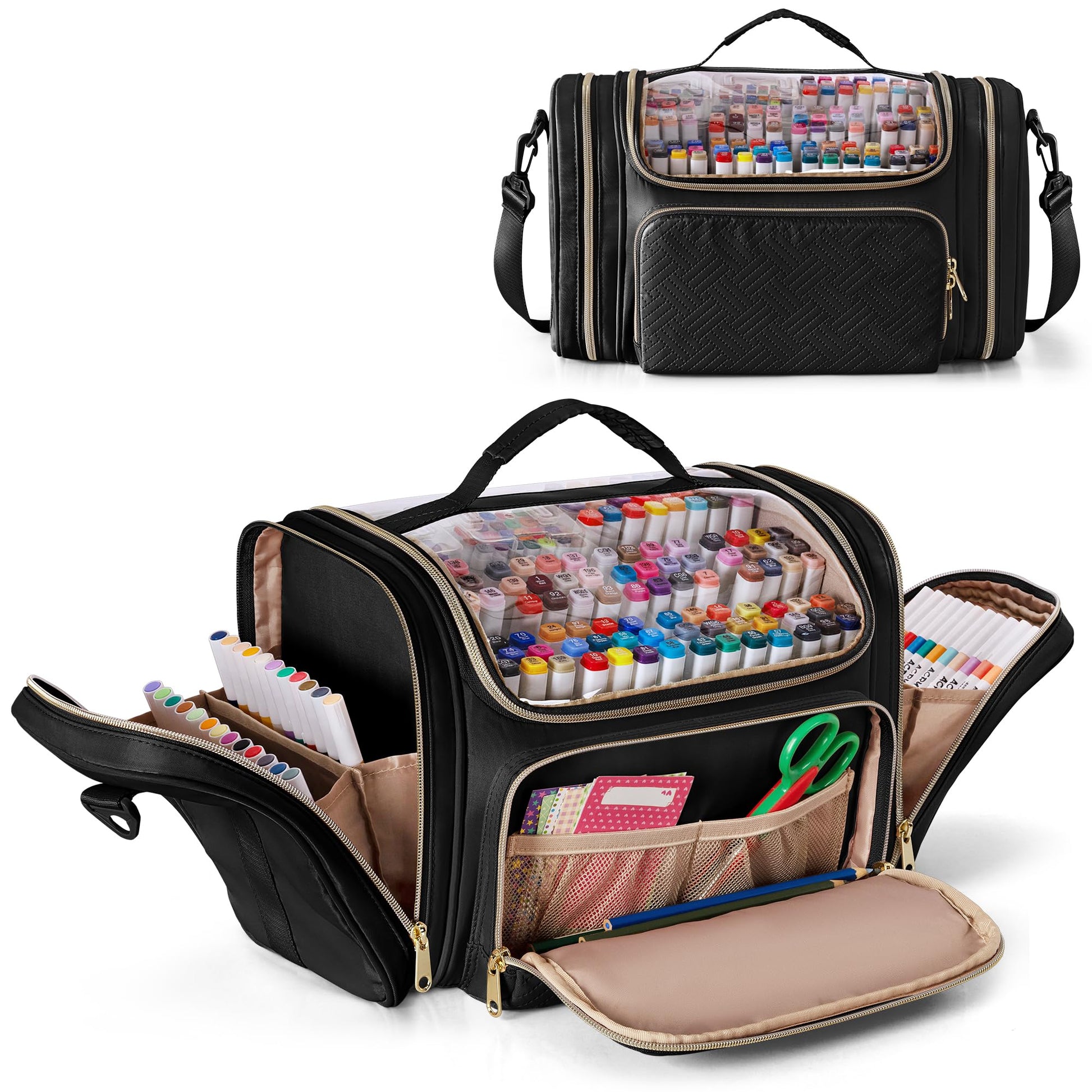 Rexmica Marker Organizer Case Storage Bag for 180-300 Markers, Black