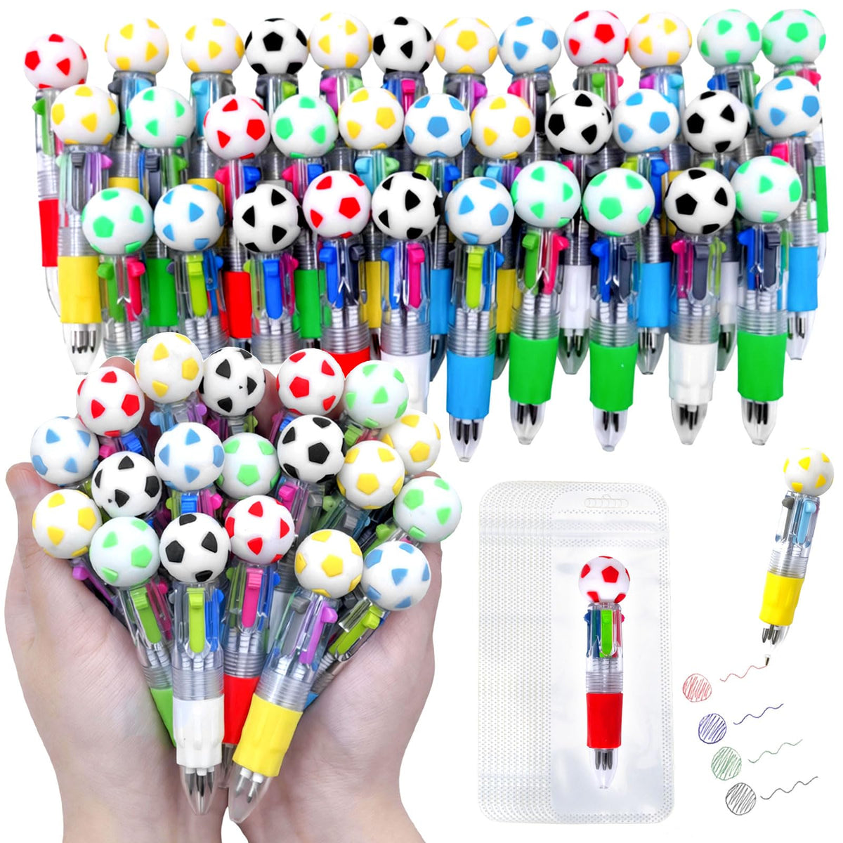 TOEMUR 100 PCS Multicolor Pen Set – 50 Cute Pens Bulk with 50 Pen Bags, Fun Pens for Party Favors