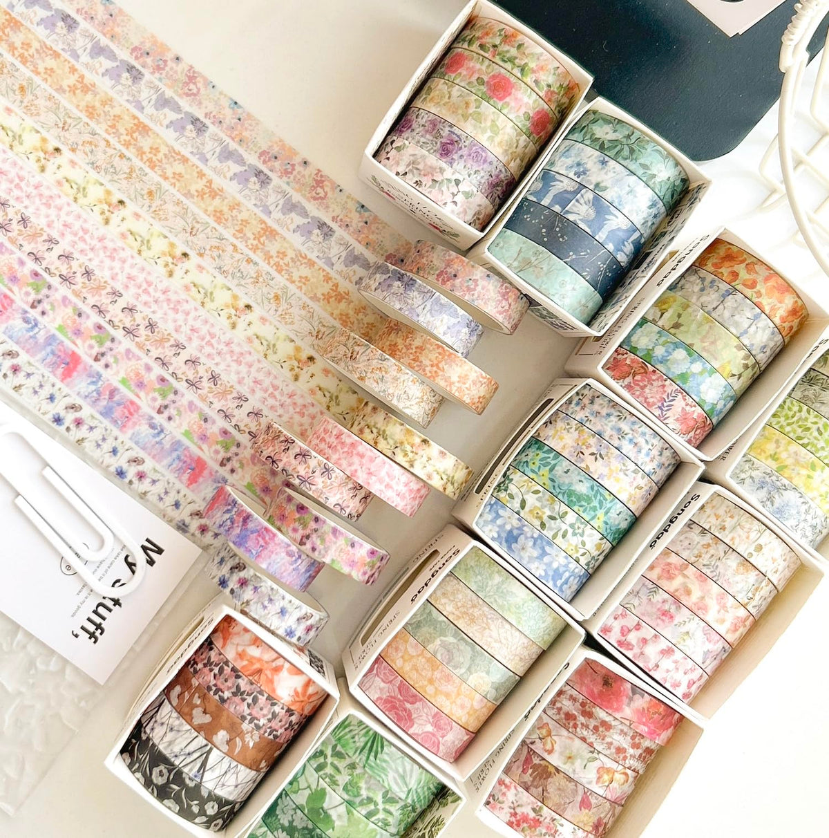 YUBX Flowers Washi Tape Set 60 Rolls Floral Patterns Decorative Skinny Blooms Masking Tapes for