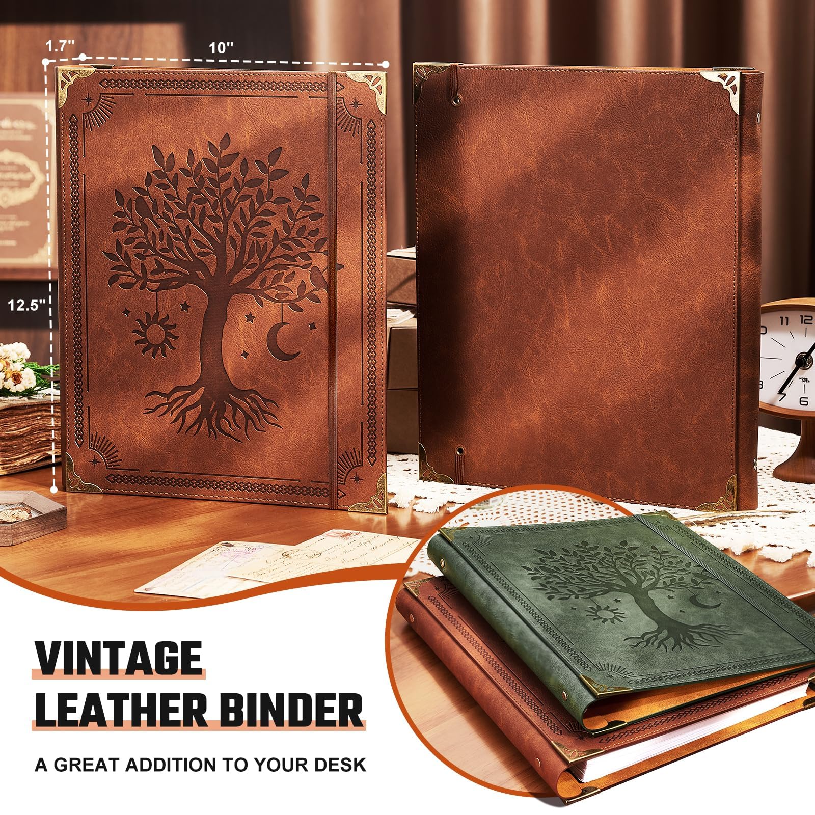 Ovesmusl PU Leather 3 Ring Binder 1 Inch Fits 8.5"x11" Letter Size Paper