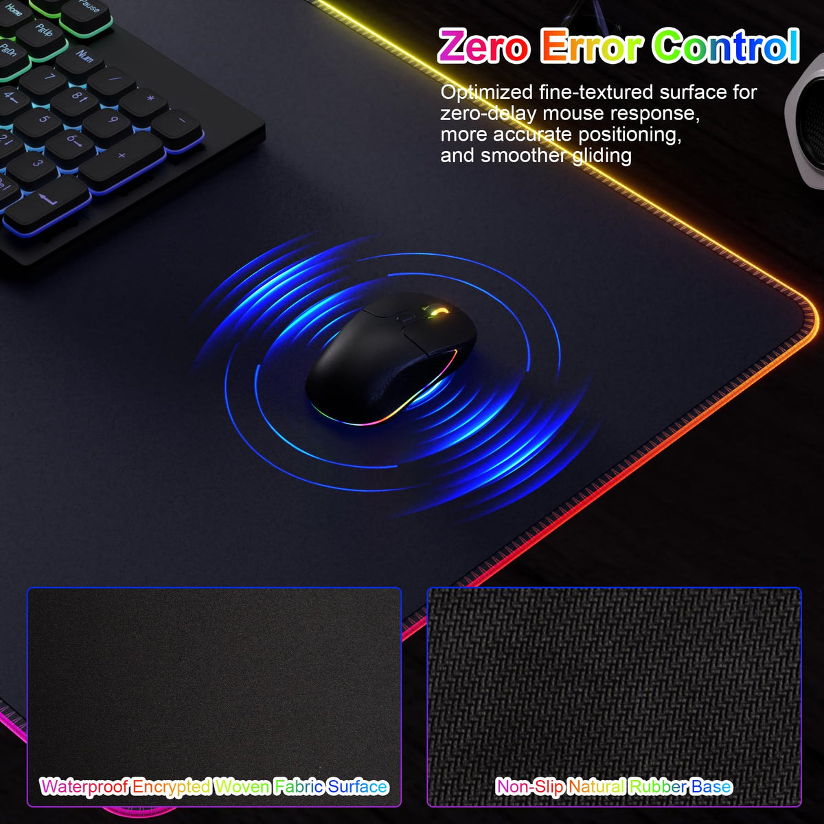 HAUTOCO Wireless Charging Mouse Pad, RGB Large Gaming Desk Mat