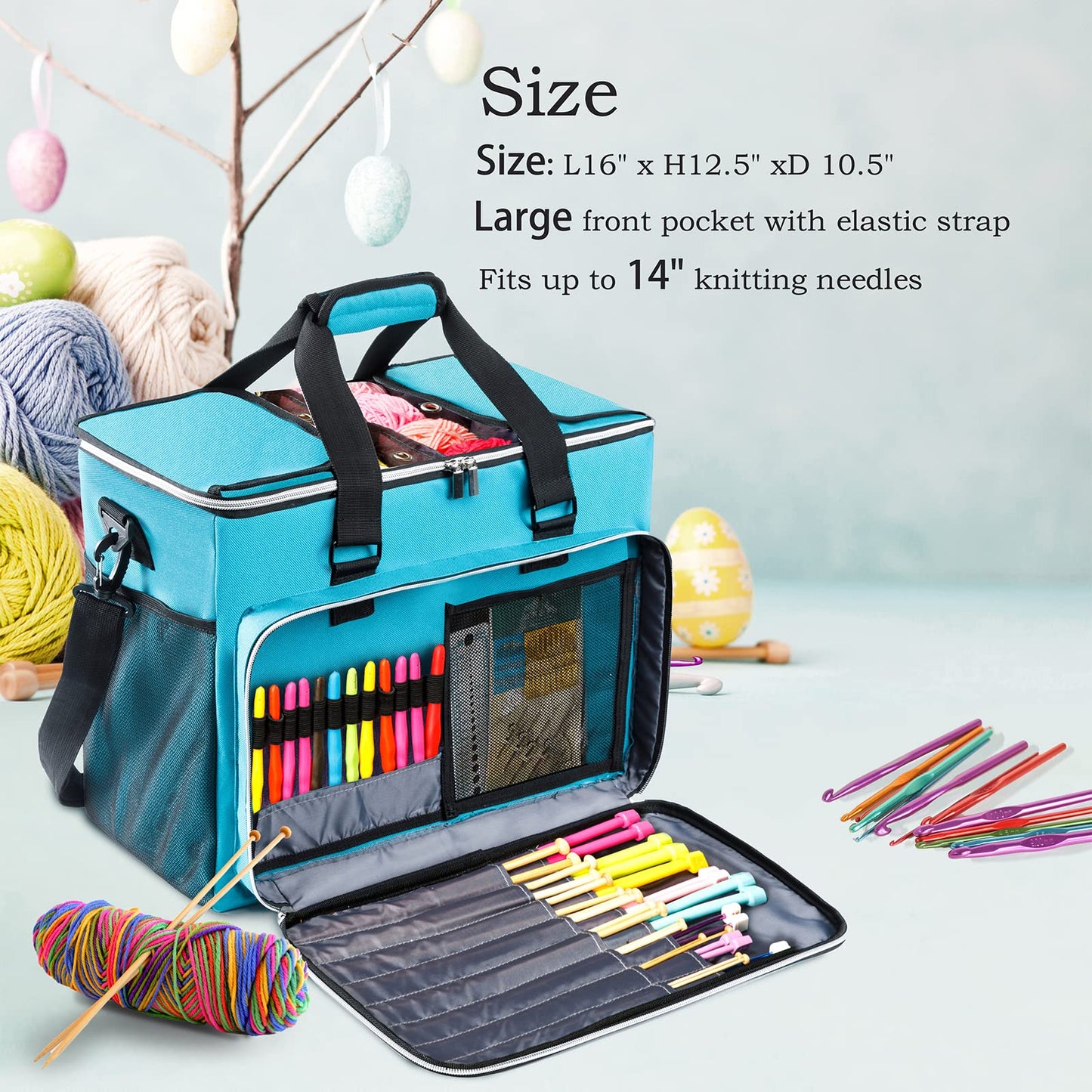 MYBAGZIING Knitting Bag, Large Yarn Storage Organizer, Crochet Bags and Totes, Yarn Bags for