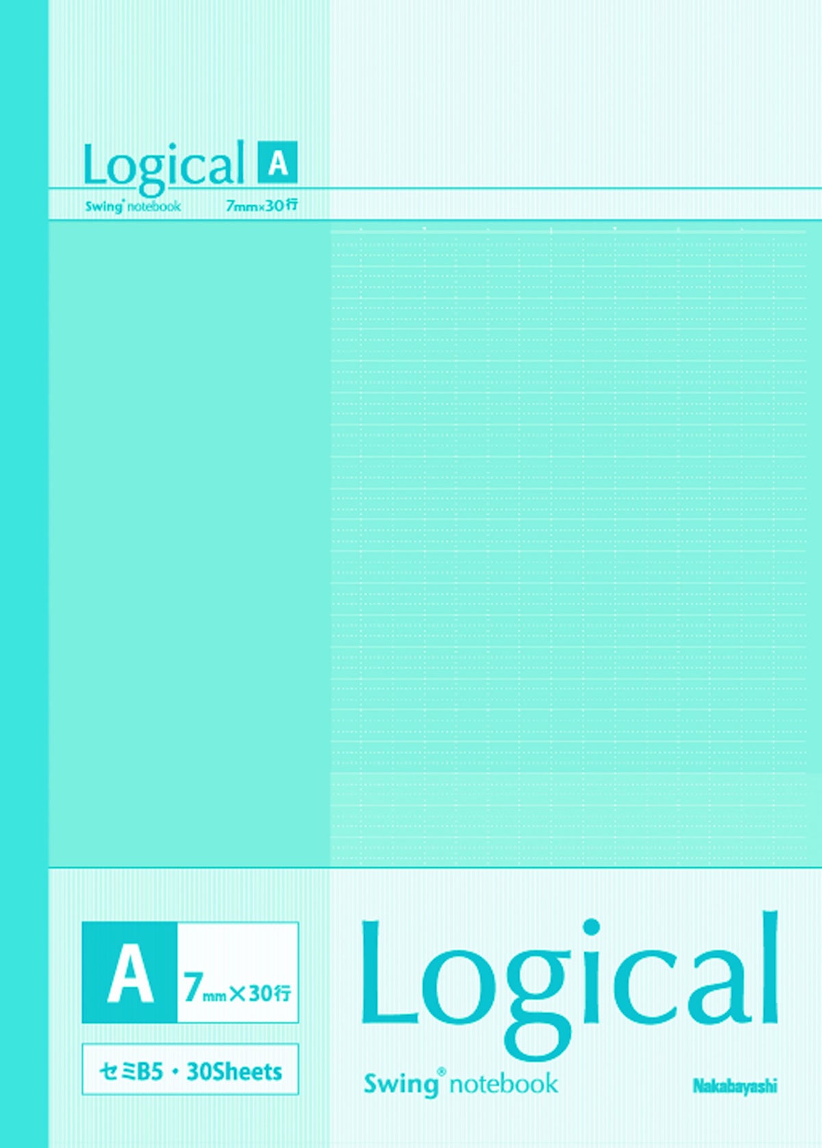 Nakabayashi Logical Notebook, B5, A Ruled, Pack of 5, Pastel No-B525A-5P