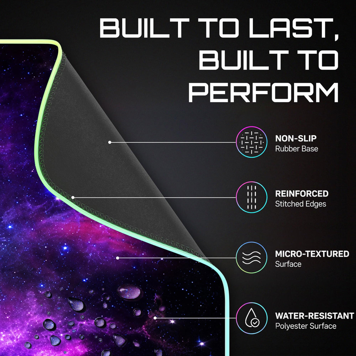 Gerlos RGB Gaming Mouse Pad, Large LED Desk Mat for Gamer, 31.5" x 11.8"