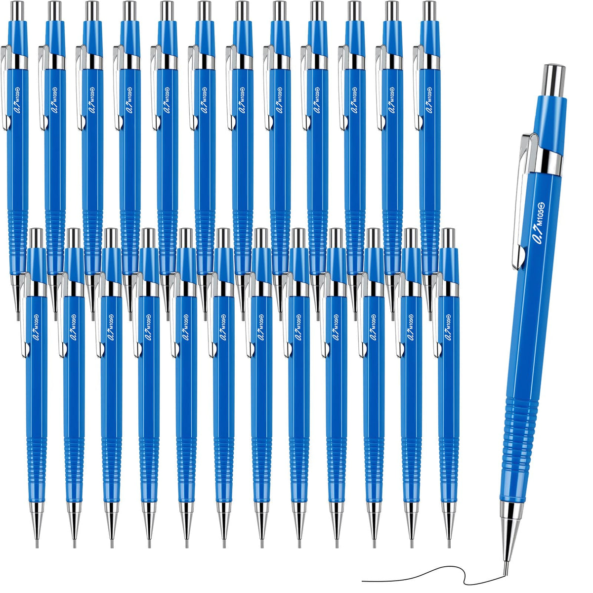 Gueevin 24 Set Blue Mechanical Pencil 0.7mm with Drafting Pencil Refill