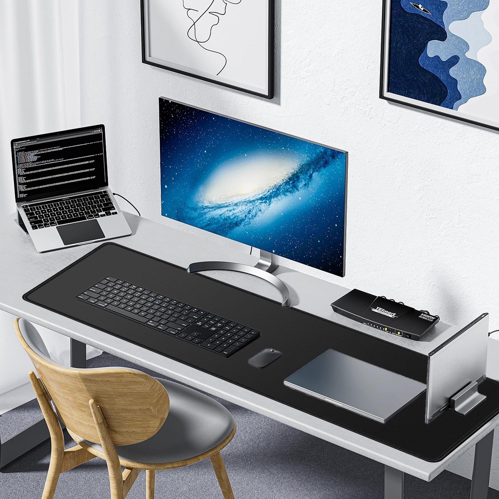LL-COEUR XXL Black Mouse Pad Gaming Keyboard Mat Laptop Office Desk Mat (47.2" x 11.8" x 0.12")