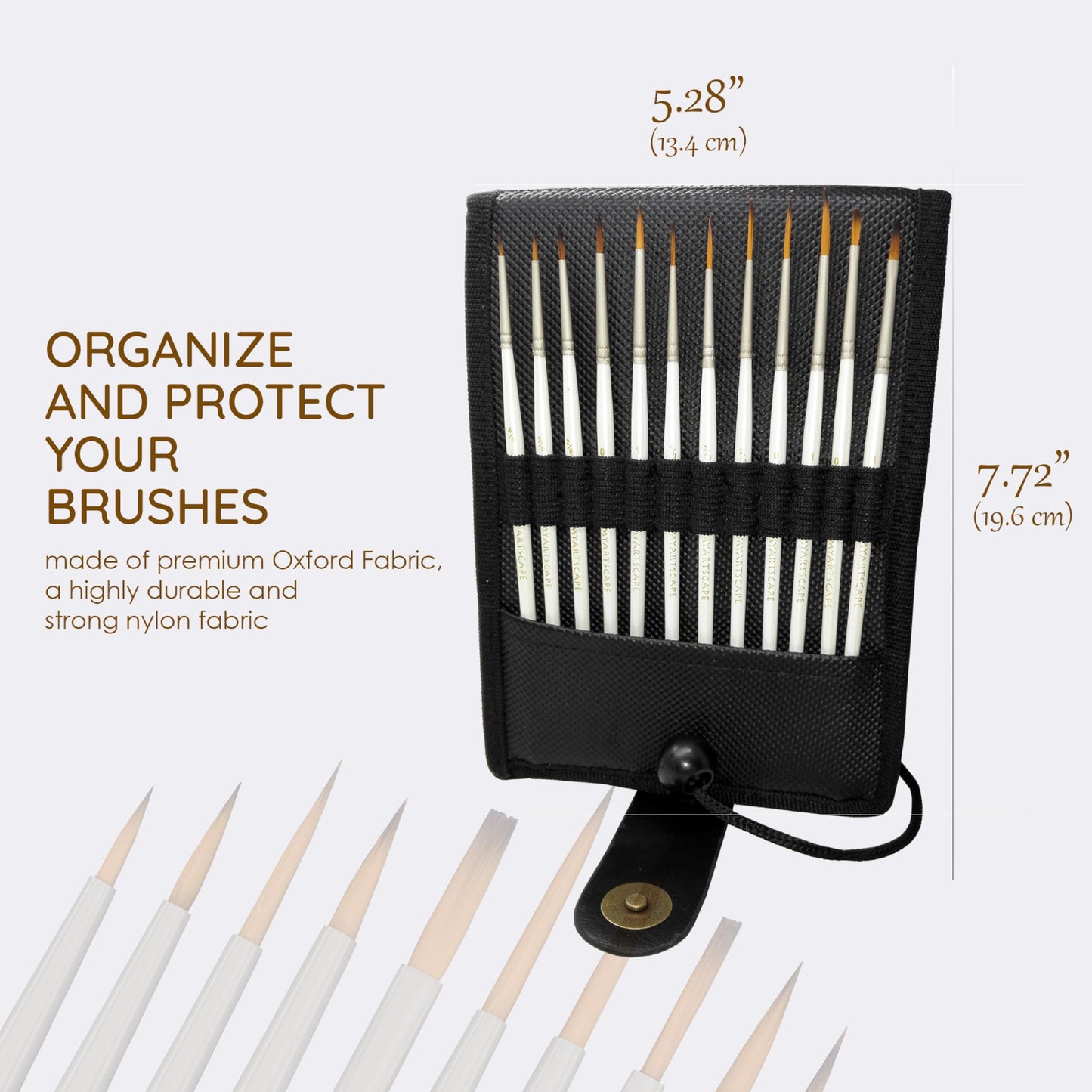 MyArtscape Miniature Paint Brushes - 12 Detail Brushes with Holder